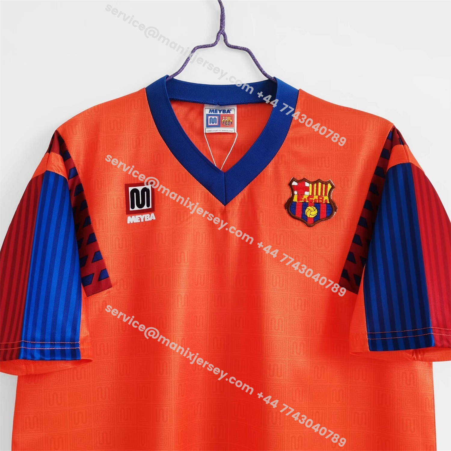 ManixJersey.com | Retro Barcelona 1991-92 Away Orange Jersey -Customize Name, Number and Patch | Worldwide Shipping