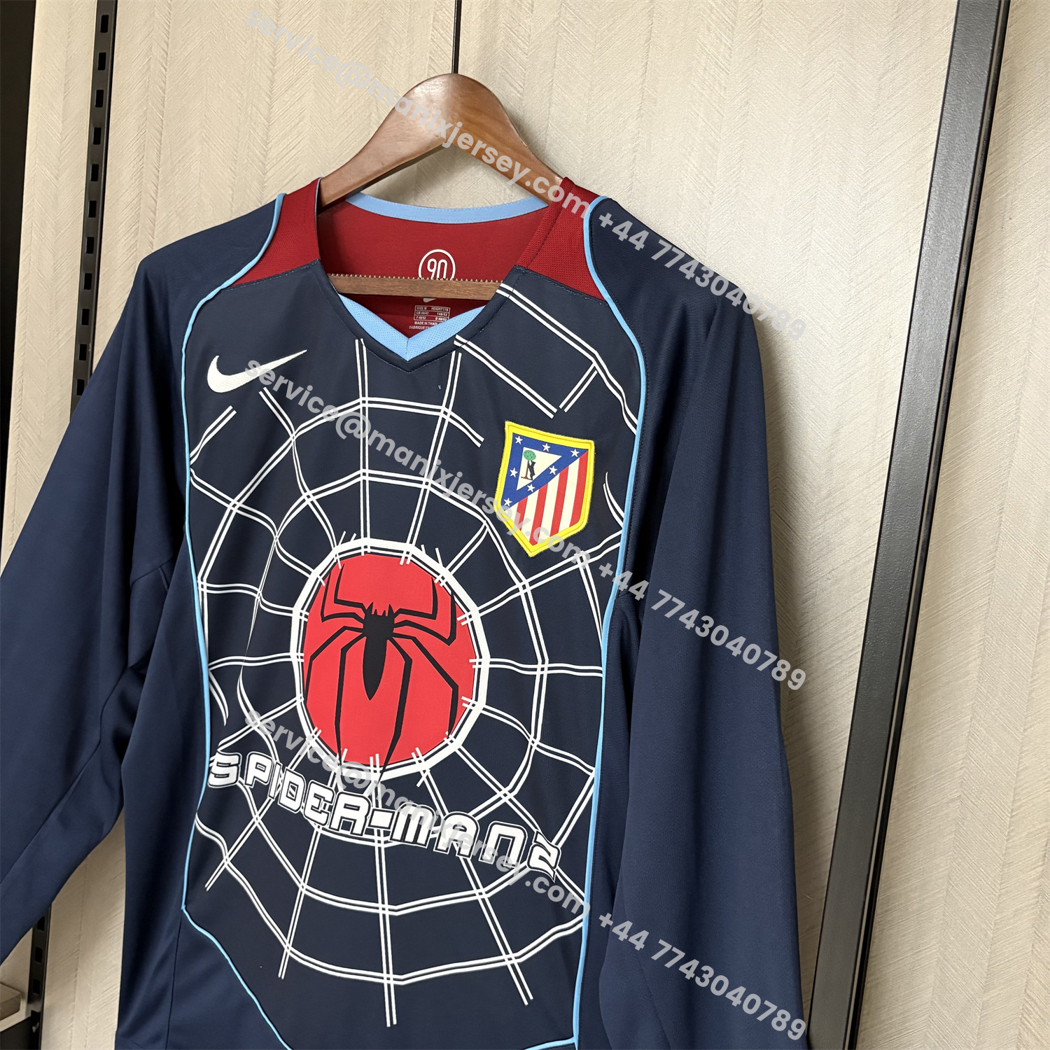 ManixJersey.com | Retro Atletico Madrid 2004-05 Away Long Sleeves Jersey - S.p.i.d.e.r M.a.n -Customize Name, Number and Patch | Worldwide Shipping