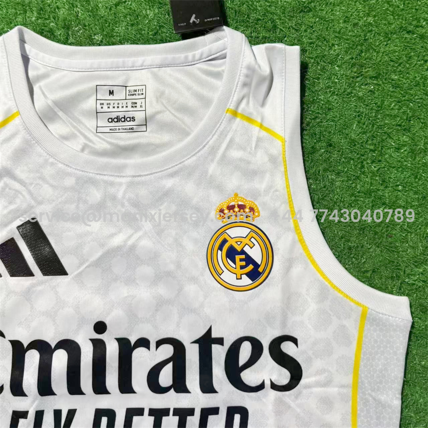 ManixJersey.com | Women's Real Madrid 25-26 Home Gold Line White Yoga Vest -Customize Name, Number and Patch | Worldwide Shipping