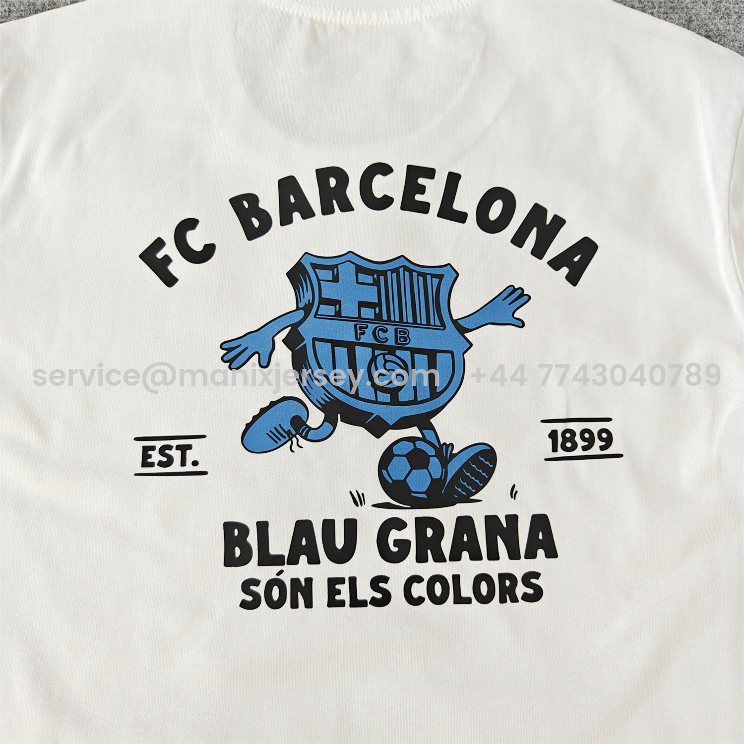 ManixJersey.com | Barcelona Fun Crest Design Dynamic And Modern Features T-shirt【White】 -Customize Name, Number and Patch | Worldwide Shipping