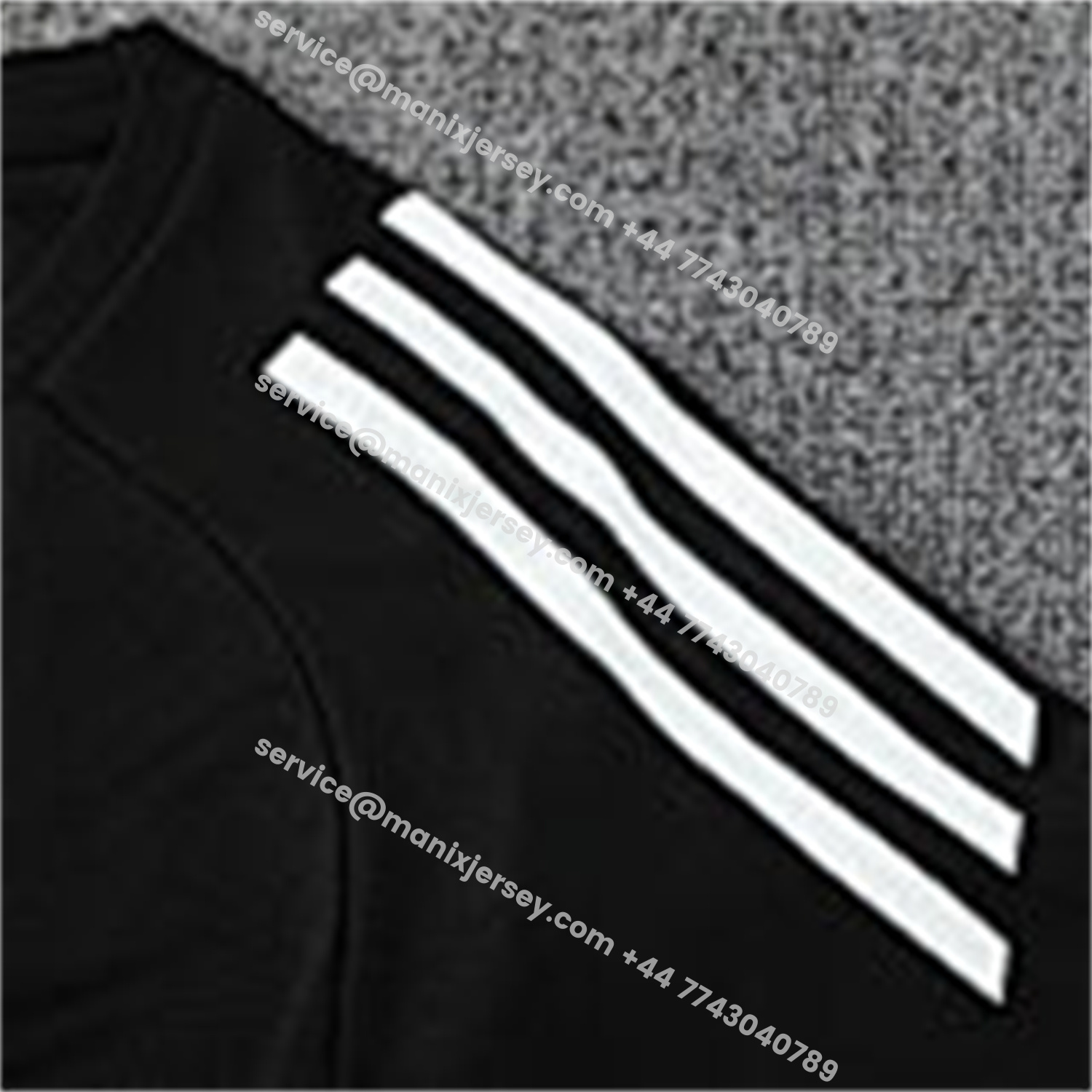 ManixJersey.com | Real Madrid 25-26 Short-Sleeve Training Set - Light Grey Stripes Black Top & Black Shorts -Customize Name, Number and Patch | Worldwide Shipping