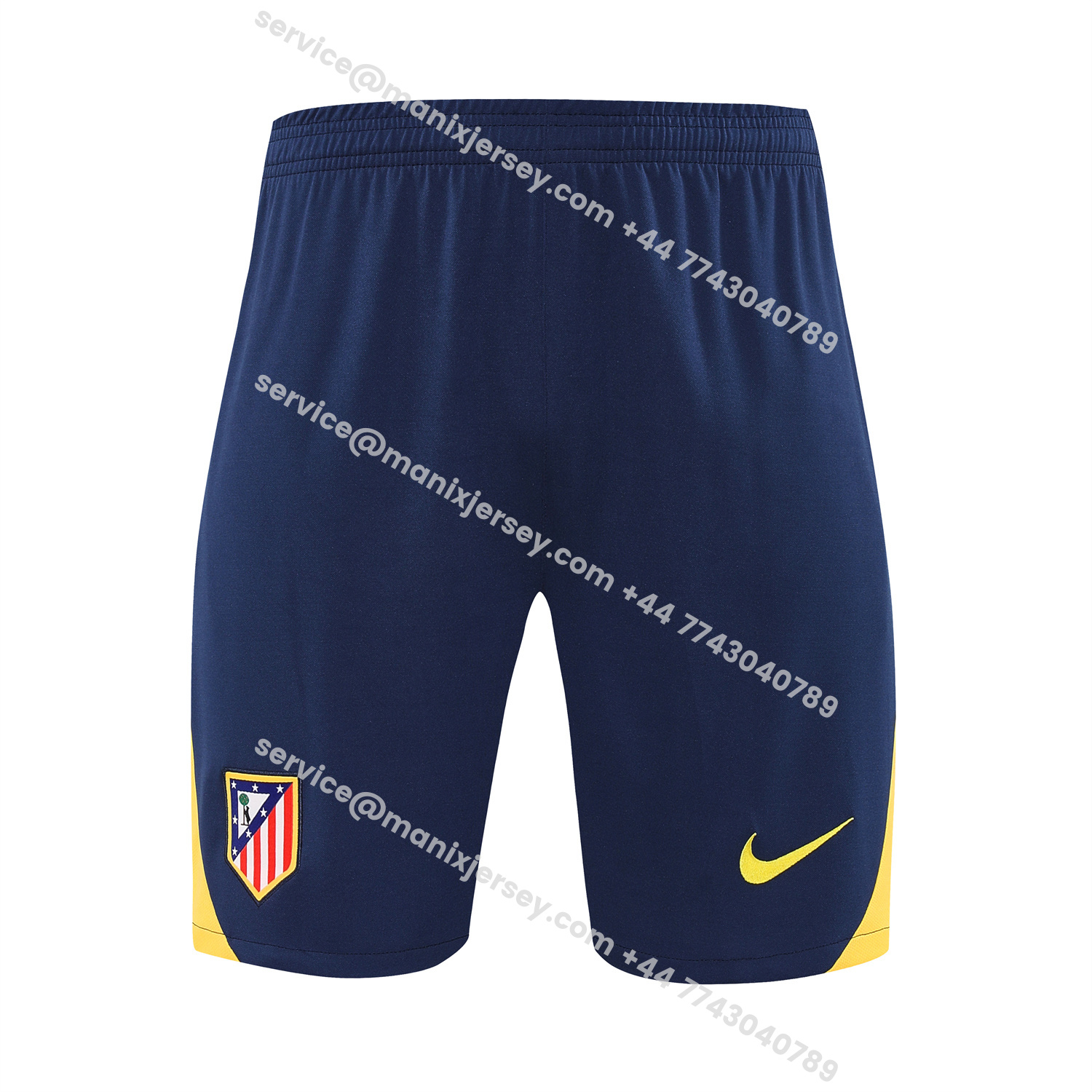 ManixJersey.com | Atletico Madrid Short-Sleeve Training Set - Red White Top & Blue Shorts -Customize Name, Number and Patch | Worldwide Shipping