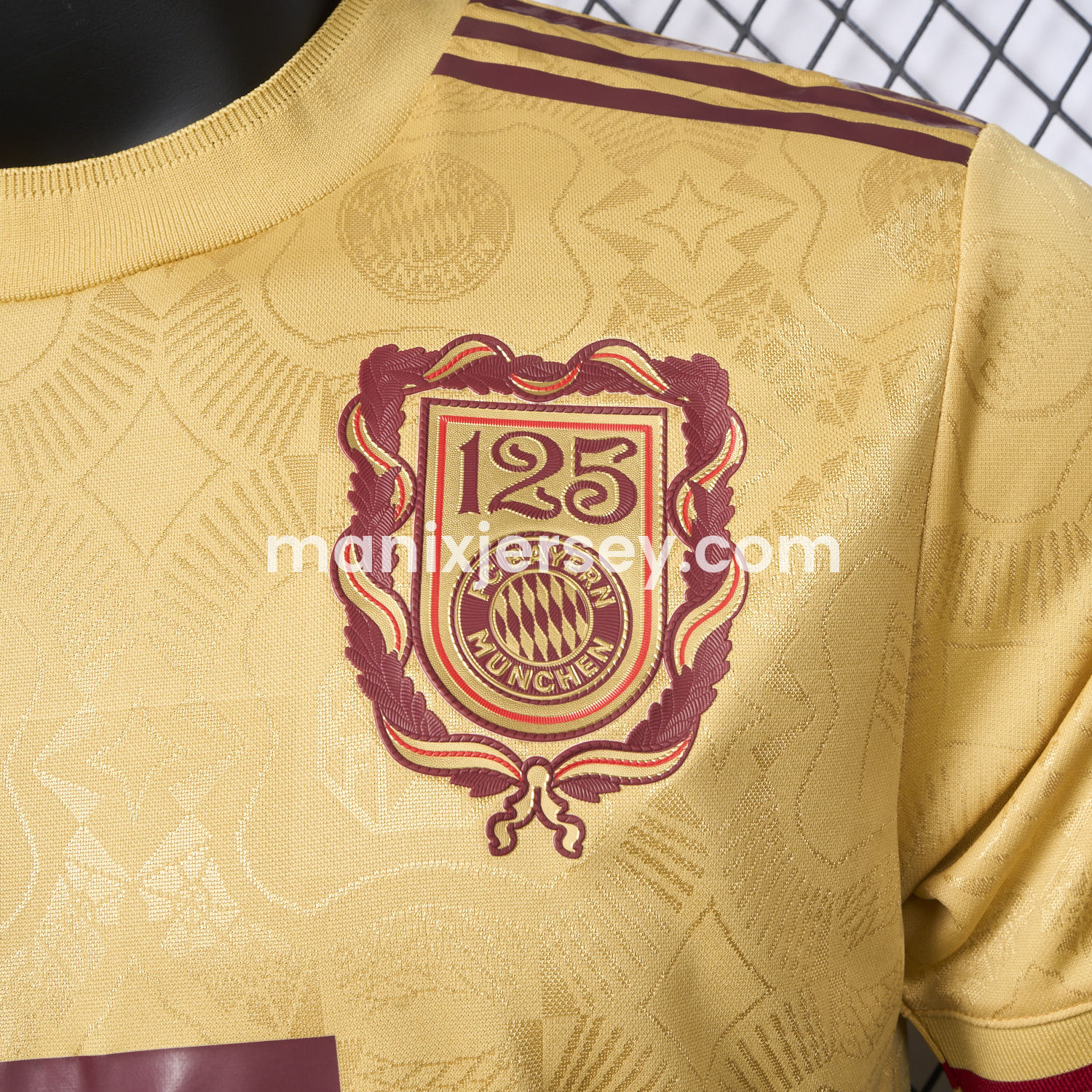 ManixJersey.com | Bayern Munich 2025 Golden 125th Anniversary Jersey - Player Version -Customize Name, Number and Patch | Worldwide Shipping
