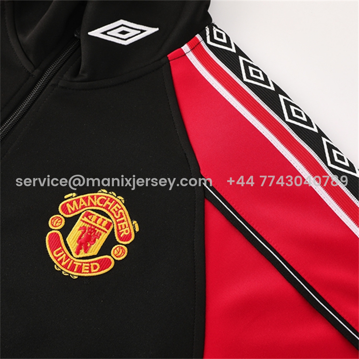 ManixJersey.com | Manchester United 25-26 Throwback 98-99 Style Jacket Training Tracksuit - Black -Customize Name, Number and Patch | Worldwide Shipping