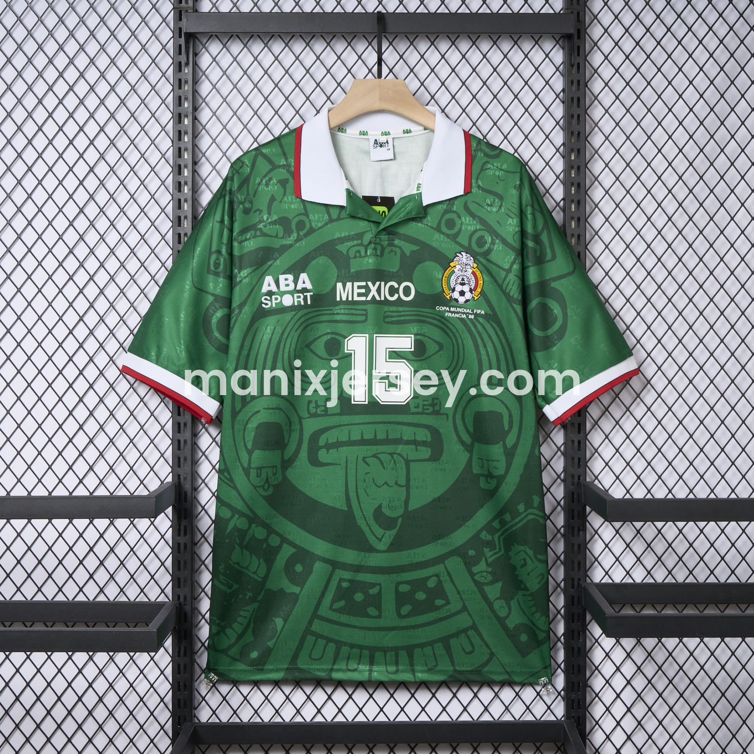 ManixJersey.com | Retro Mexico 1998 Home Jersey -Customize Name, Number and Patch | Worldwide Shipping