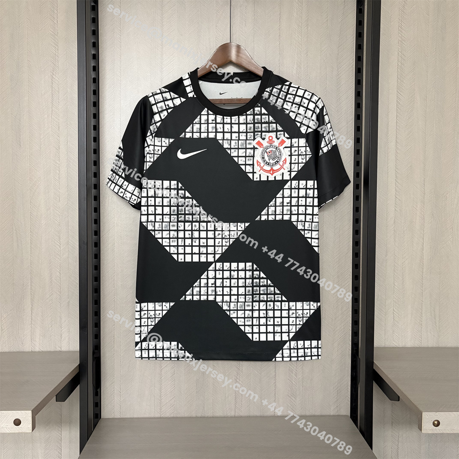 ManixJersey.com | Corinthians 2025-26 White And Black Pre-Match Jersey - Fans Version -Customize Name, Number and Patch | Worldwide Shipping