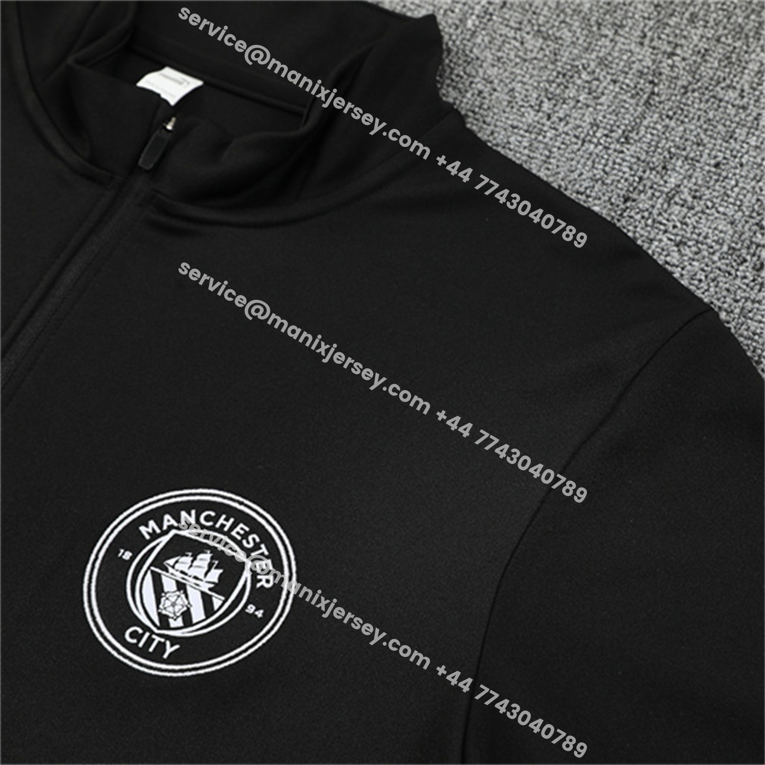 ManixJersey.com | Manchester City 25-26 Long Sleeve Training Set - Black Top & Black Pants -Customize Name, Number and Patch | Worldwide Shipping