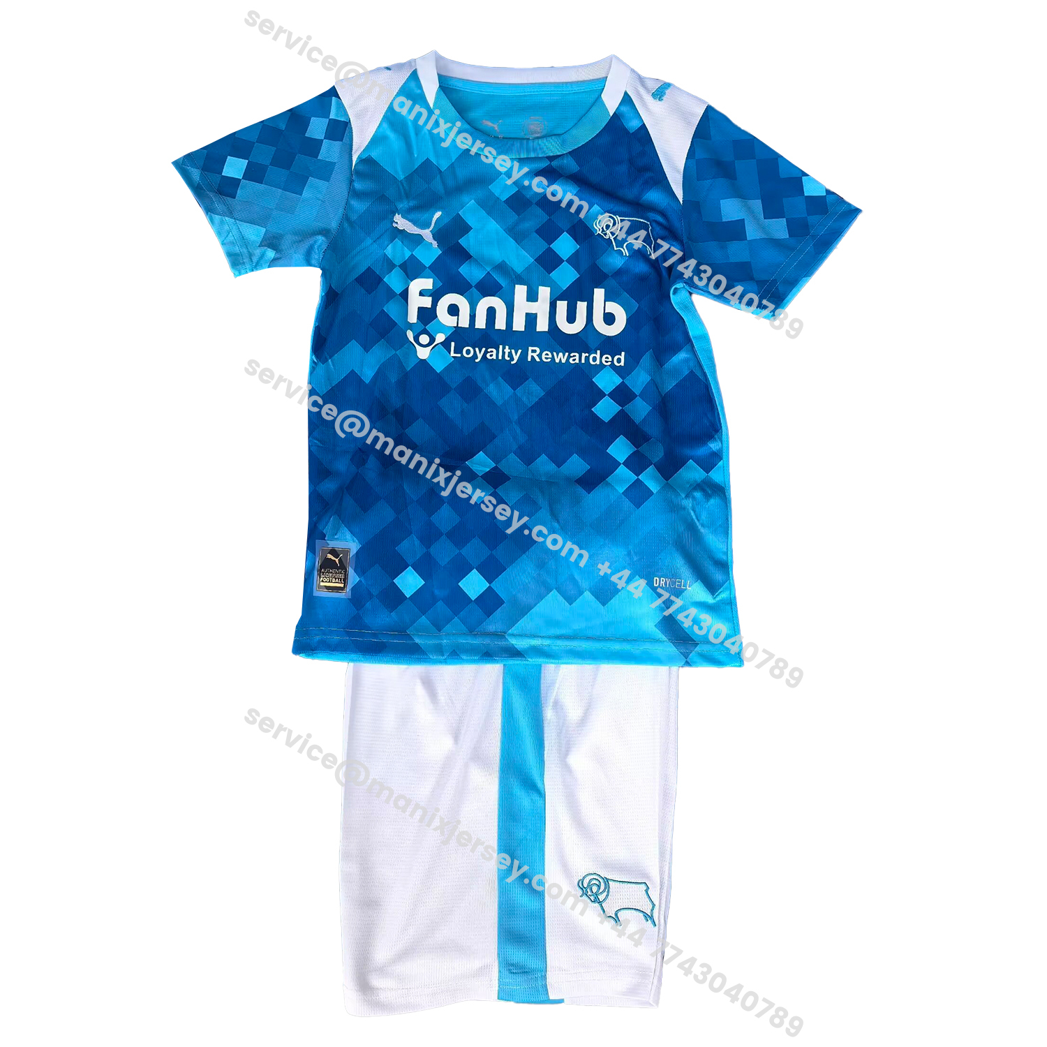 ManixJersey.com | Derby County 25-26 Third Blue Kids Kit -Customize Name, Number and Patch | Worldwide Shipping