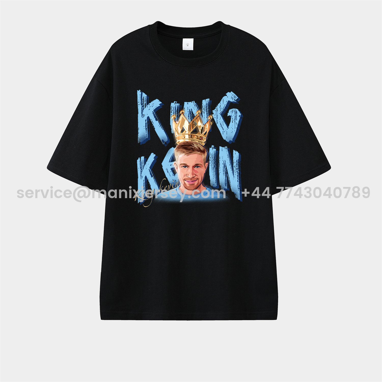 ManixJersey.com | Manchester City King Kevin De Bruyne Unisex Pure Cotton T-shirt -Customize Name, Number and Patch | Worldwide Shipping