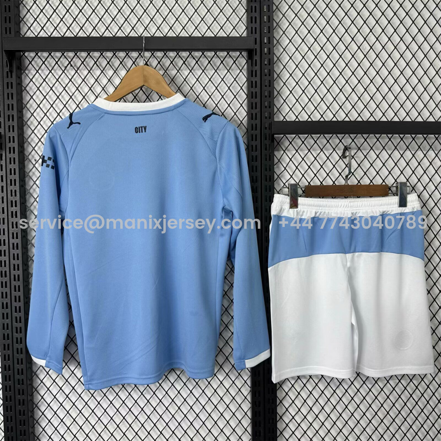 ManixJersey.com | Manchester City 25-26 Home Long Sleeves Kids Kit -Customize Name, Number and Patch | Worldwide Shipping