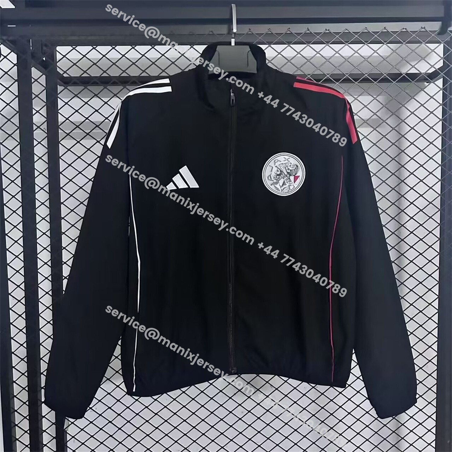 ManixJersey.com | Ajax 25-26 Training Windbreaker Jacket - Black -Customize Name, Number and Patch | Worldwide Shipping