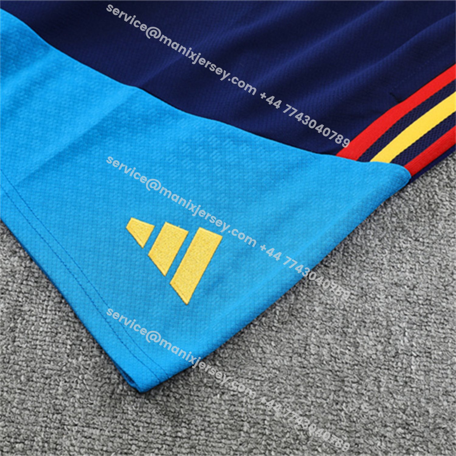 ManixJersey.com | Spain 2026 Short-Sleeve Training Set - Lake Blue Top & Shorts -Customize Name, Number and Patch | Worldwide Shipping