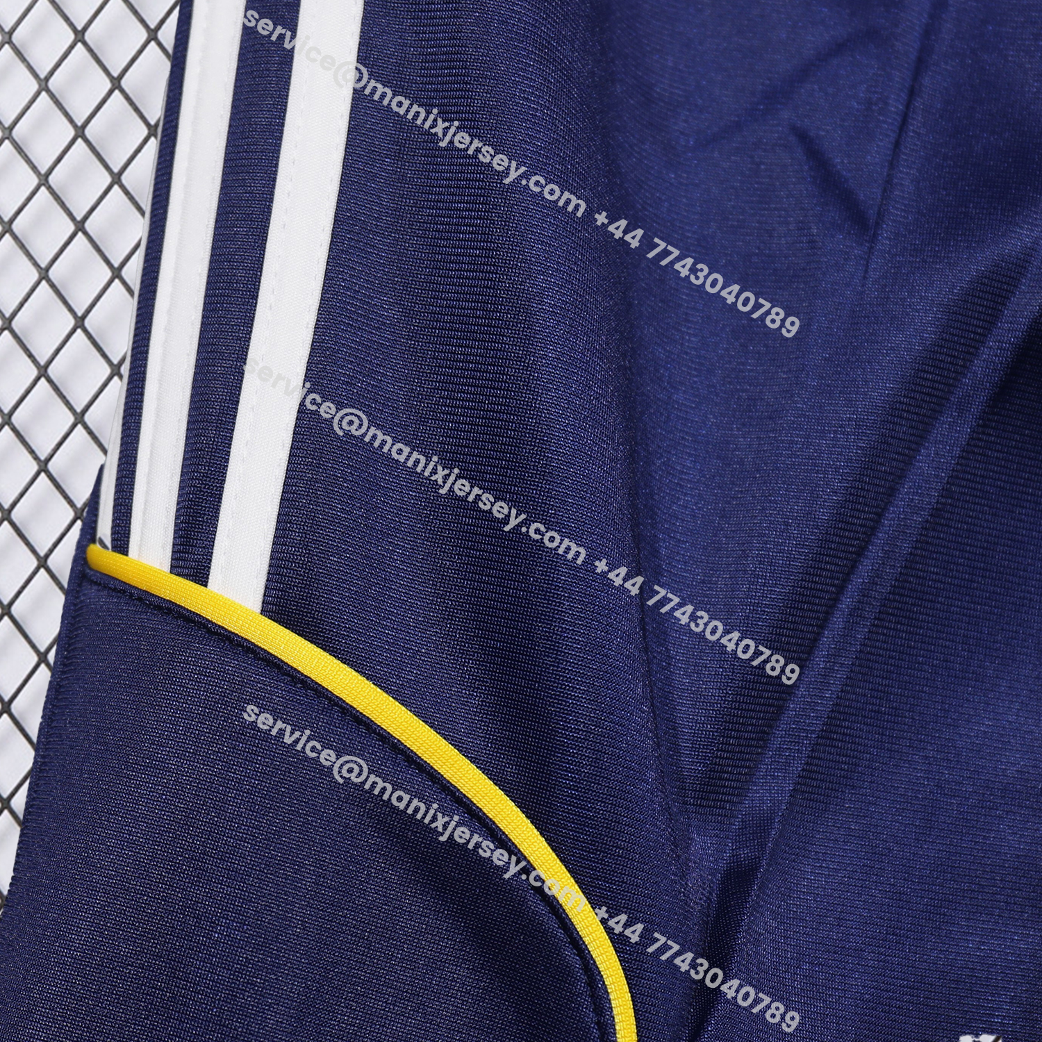 ManixJersey.com | Real Madrid 25-26 Pure Color Yellow Lines Training Set - Dark Blue Top and Dark Blue Pants -Customize Name, Number and Patch | Worldwide Shipping