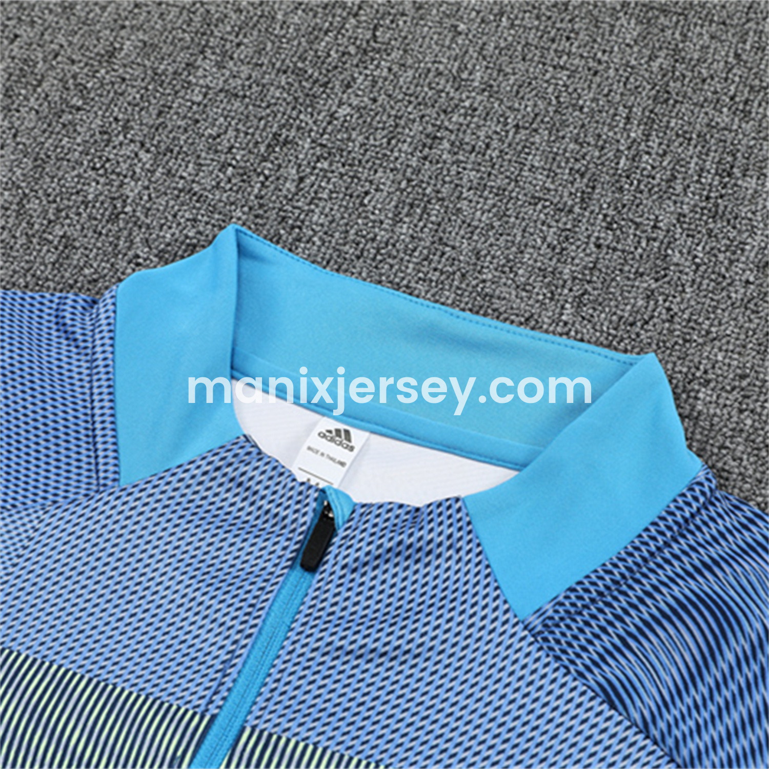 ManixJersey.com | Real Madrid 25-26 Kids Long Sleeves Training Set - Blue-Gray Camouflage Top & Blue Pants -Customize Name, Number and Patch | Worldwide Shipping