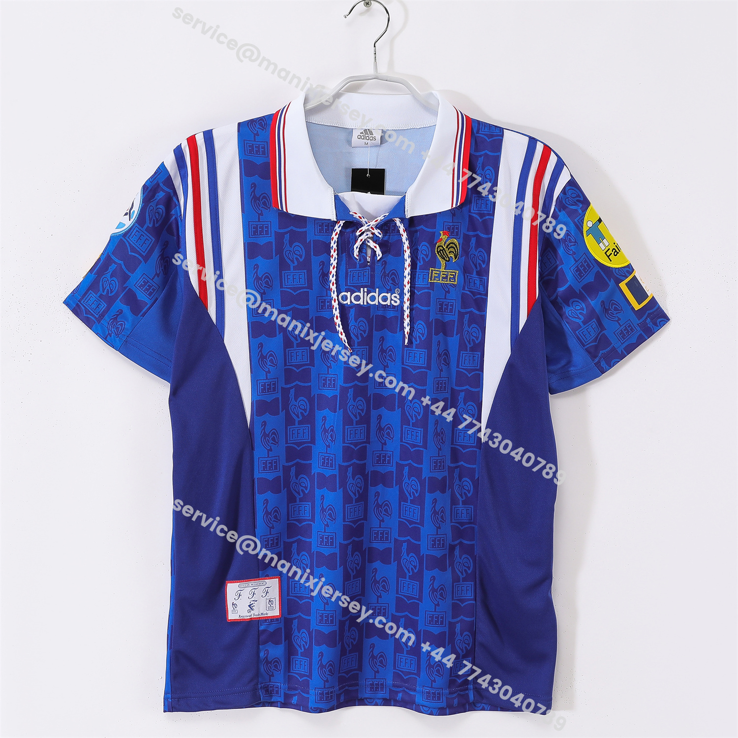 ManixJersey.com | Retro France 1996 Home Jersey -Customize Name, Number and Patch | Worldwide Shipping