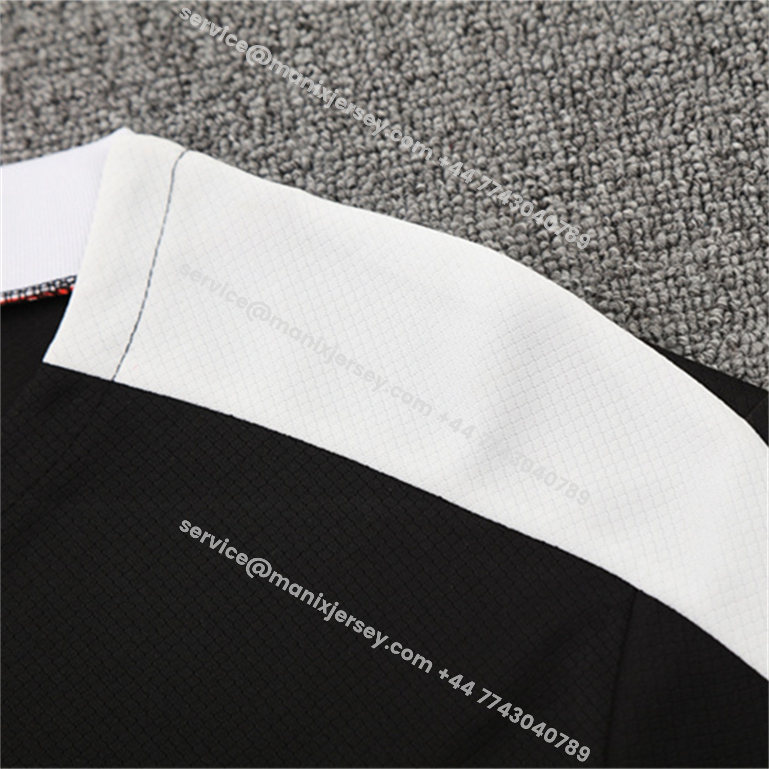 ManixJersey.com | Paris Saint-Germain PSG 25-26 Kids Short-Sleeve Training Set - White Edge Black Top & Black Shorts -Customize Name, Number and Patch | Worldwide Shipping
