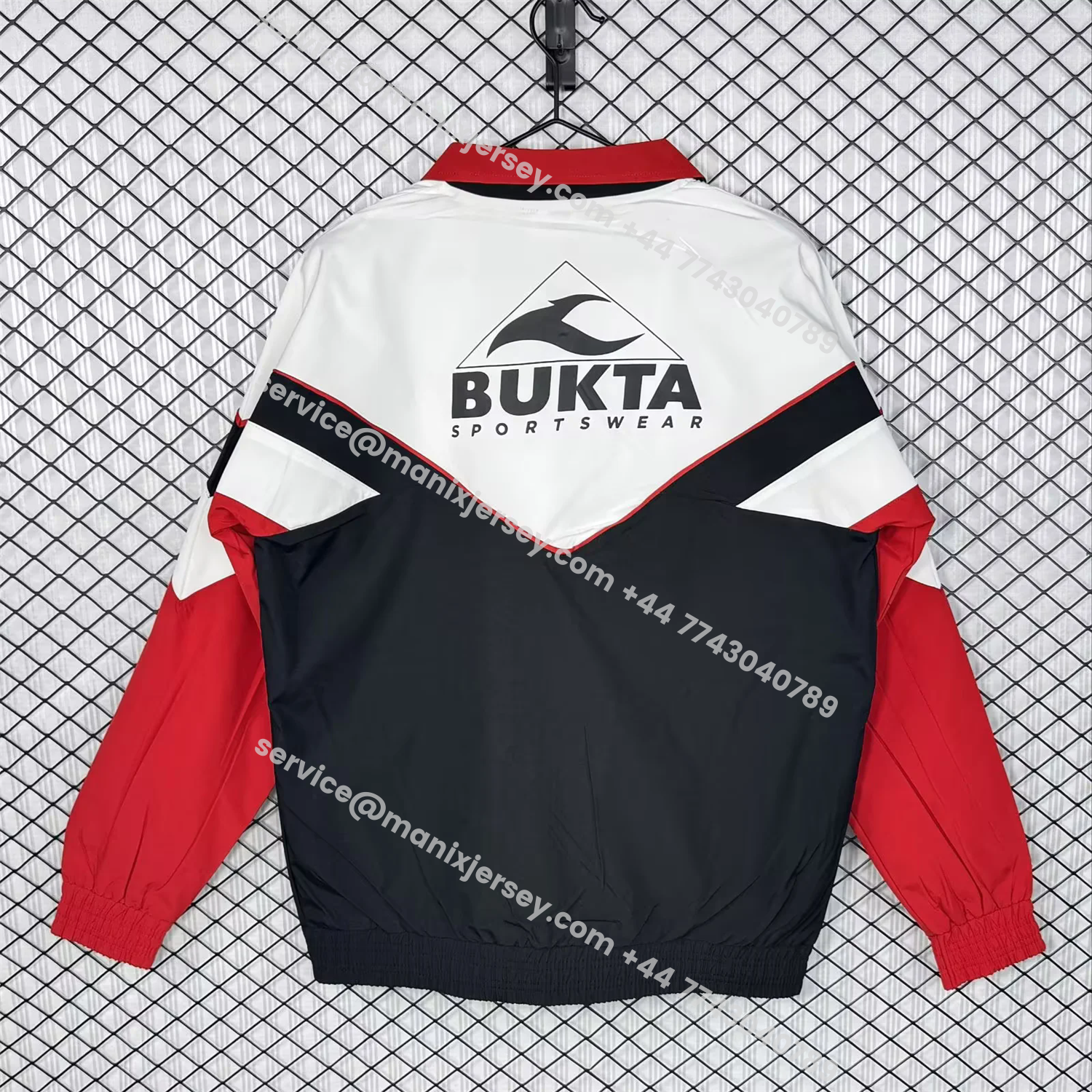 ManixJersey.com | Retro Sevilla 1992-93 Home Windbreaker Jacket - Black And Red -Customize Name, Number and Patch | Worldwide Shipping