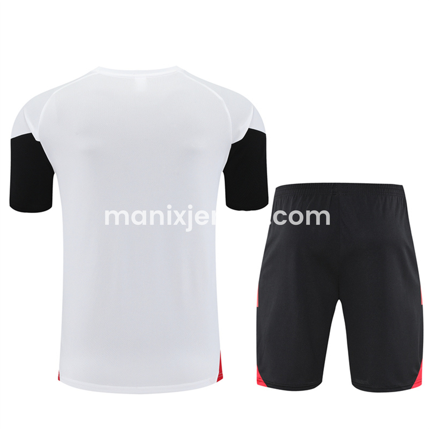 ManixJersey.com | Manchester United 25-26 Kid Short-Sleeve Training Set - White Top & Black Shorts -Customize Name, Number and Patch | Worldwide Shipping