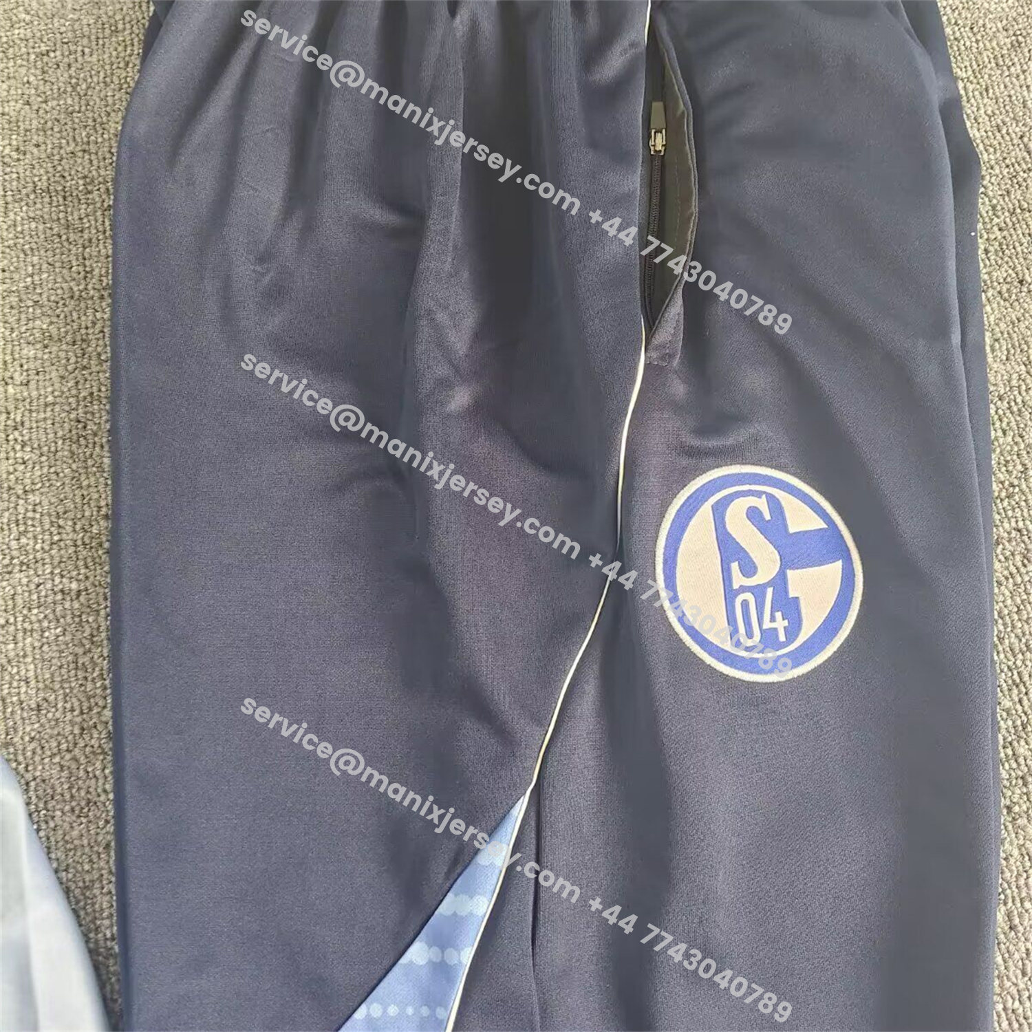 ManixJersey.com | Schalke 04 25-26 Long Sleeve Training Set - Deep Blue Top & Deep Blue Pants -Customize Name, Number and Patch | Worldwide Shipping