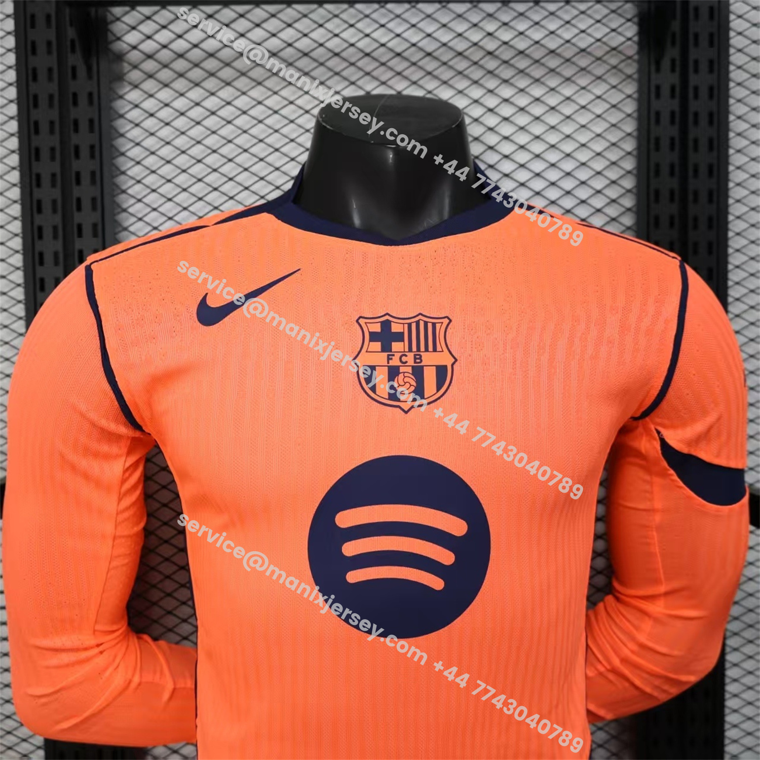 ManixJersey.com | Barcelona 25-26 Third Orange Long Sleeves Jersey - Player Version -Customize Name, Number and Patch | Worldwide Shipping