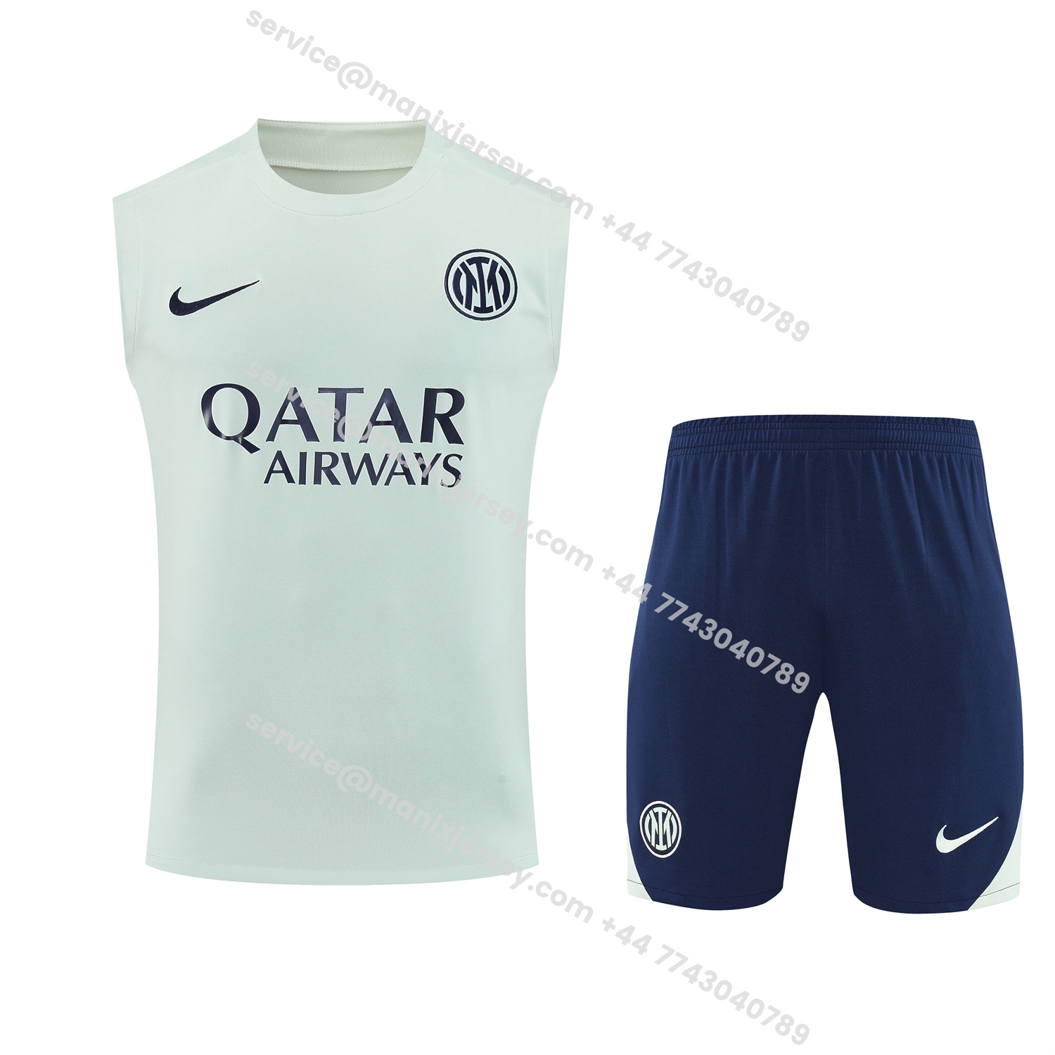 ManixJersey.com | Inter Milan 25-26 Vest Training Set - White Vest & Blue Shorts -Customize Name, Number and Patch | Worldwide Shipping