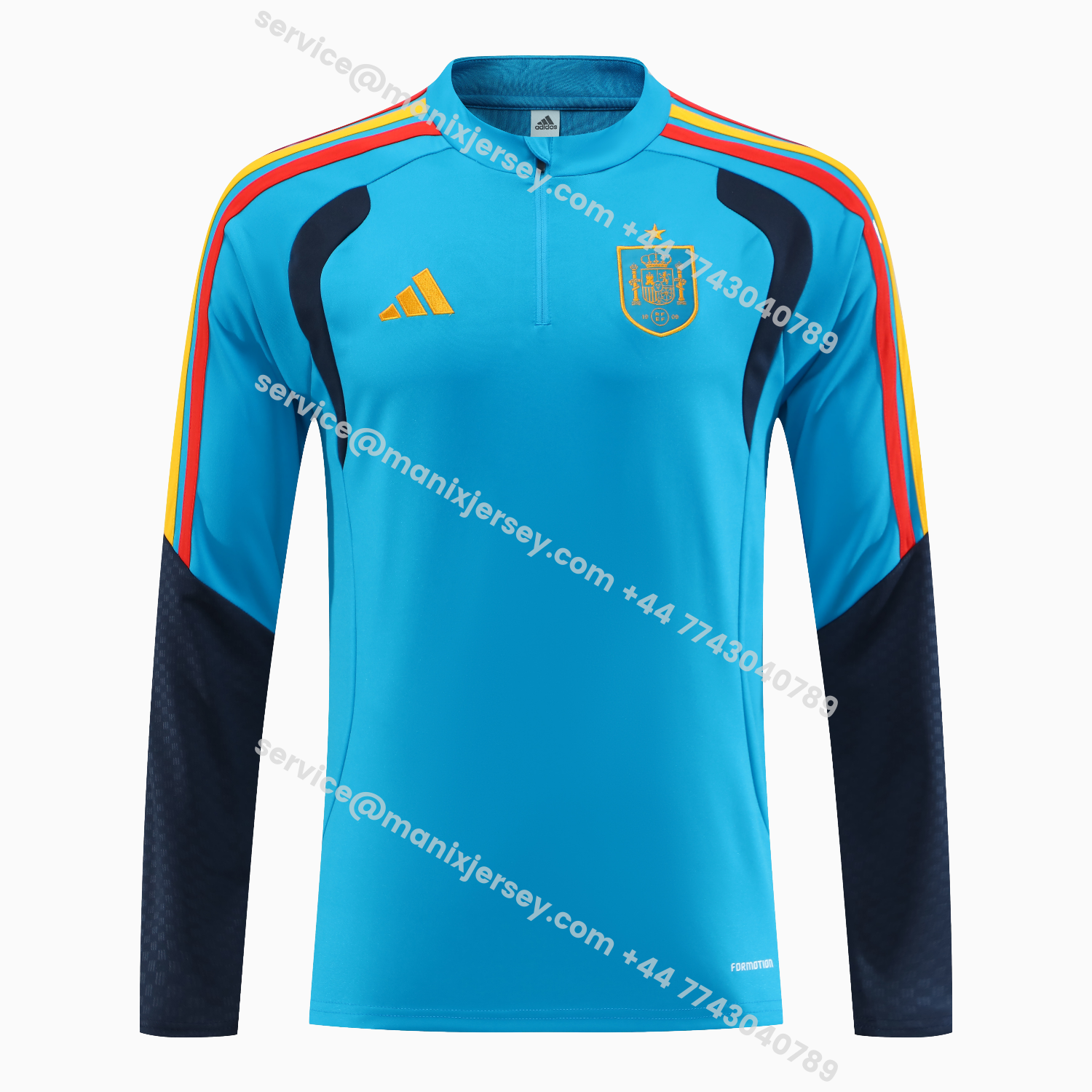 ManixJersey.com | Spain 2026 Long Sleeve Training Set - Light Blue Top & Pants -Customize Name, Number and Patch | Worldwide Shipping