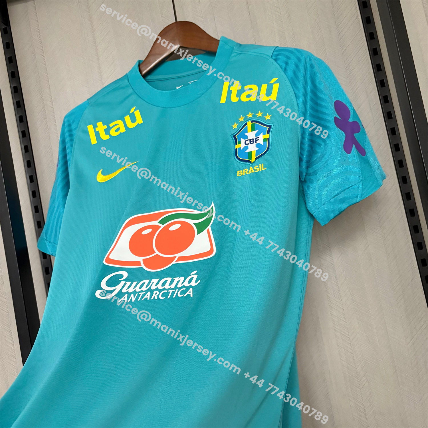ManixJersey.com | Retro Brazil 2022 Pre-Match Cyan Special Jersey -Customize Name, Number and Patch | Worldwide Shipping