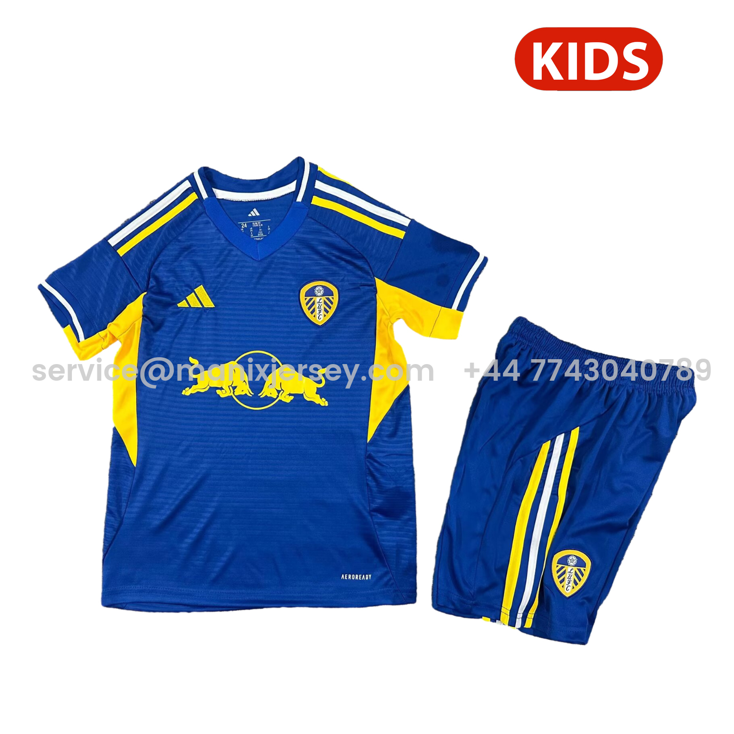 ManixJersey.com | Leeds United 25-26 Away Kids Kit -Customize Name, Number and Patch | Worldwide Shipping