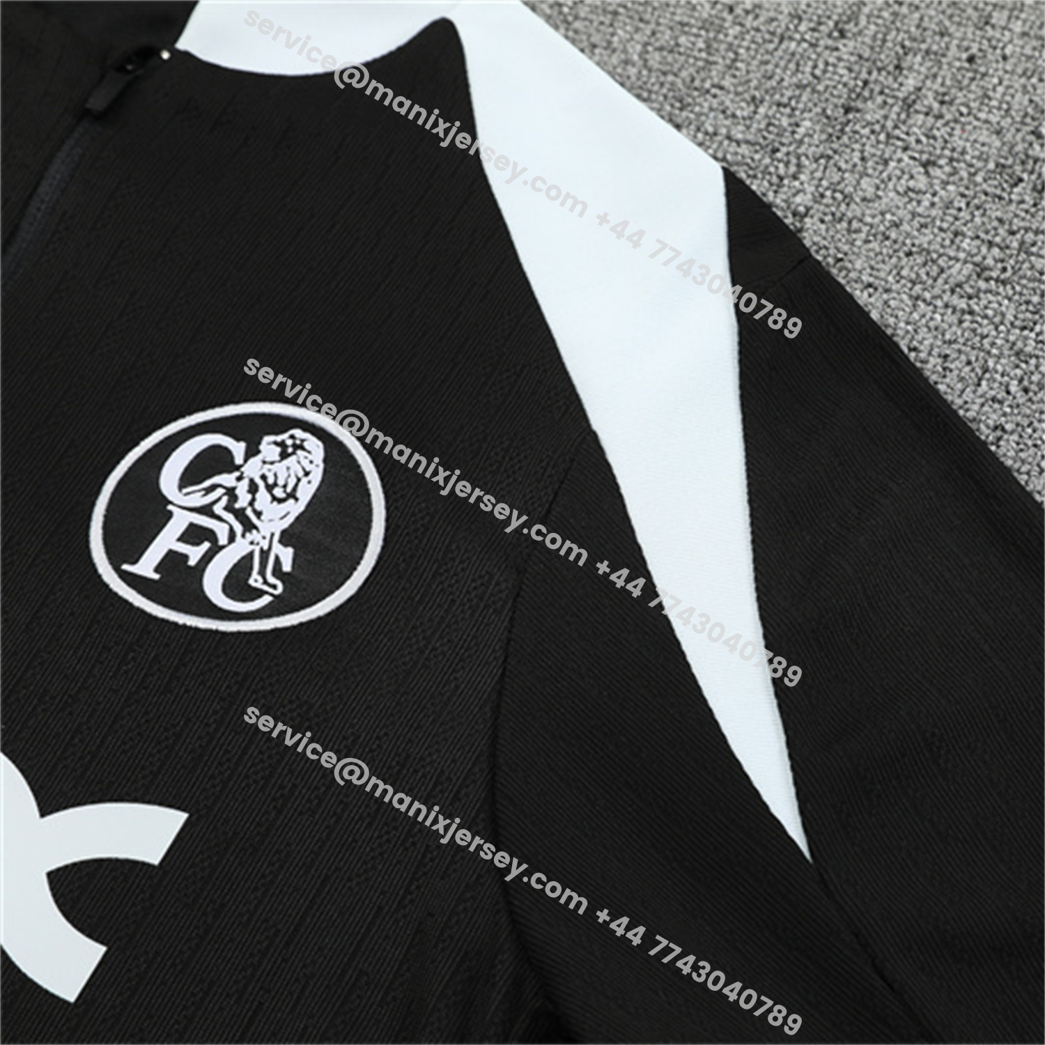 ManixJersey.com | C.H.E.L.S.E.A 25-26 Kids Long Sleeve Training Set - Player Version - Black Top and Black Pants -Customize Name, Number and Patch | Worldwide Shipping