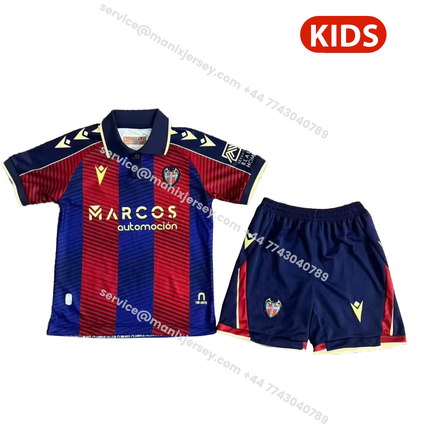 ManixJersey.com | Levante UD 25-26 Home Kids Kit -Customize Name, Number and Patch | Worldwide Shipping