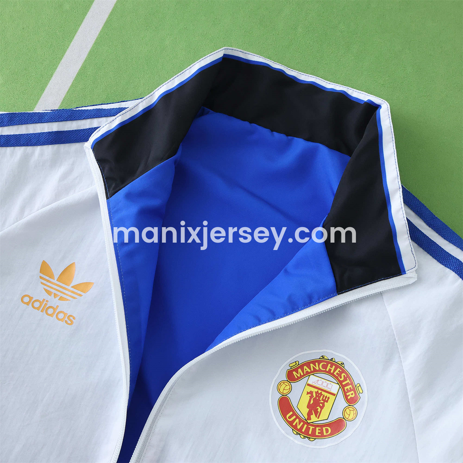 ManixJersey.com | Retro Manchester United 1996 Double Sided Reversible Windbreaker - Blue & Green -Customize Name, Number and Patch | Worldwide Shipping