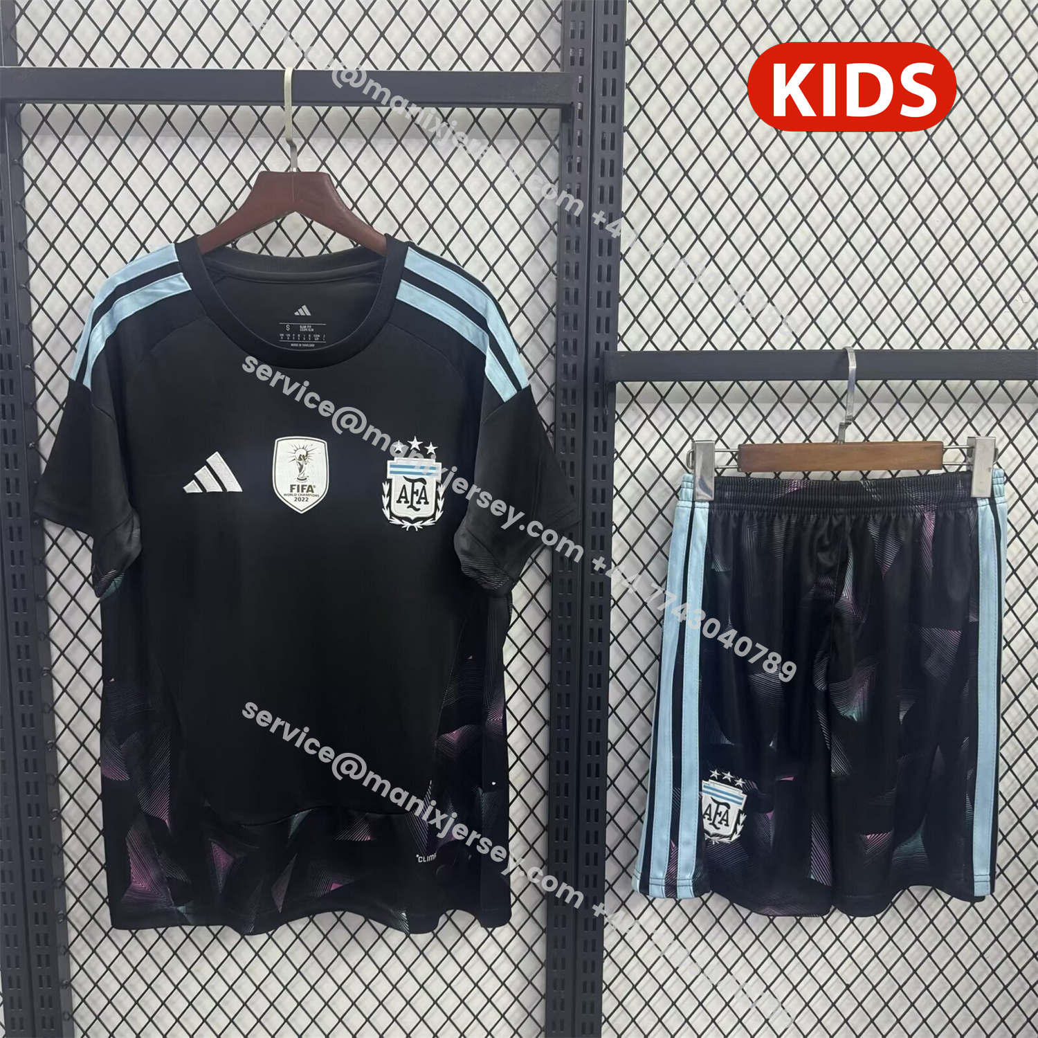 ManixJersey.com | Argentina 2026 Goalkeeper Black Kids Kit -Customize Name, Number and Patch | Worldwide Shipping