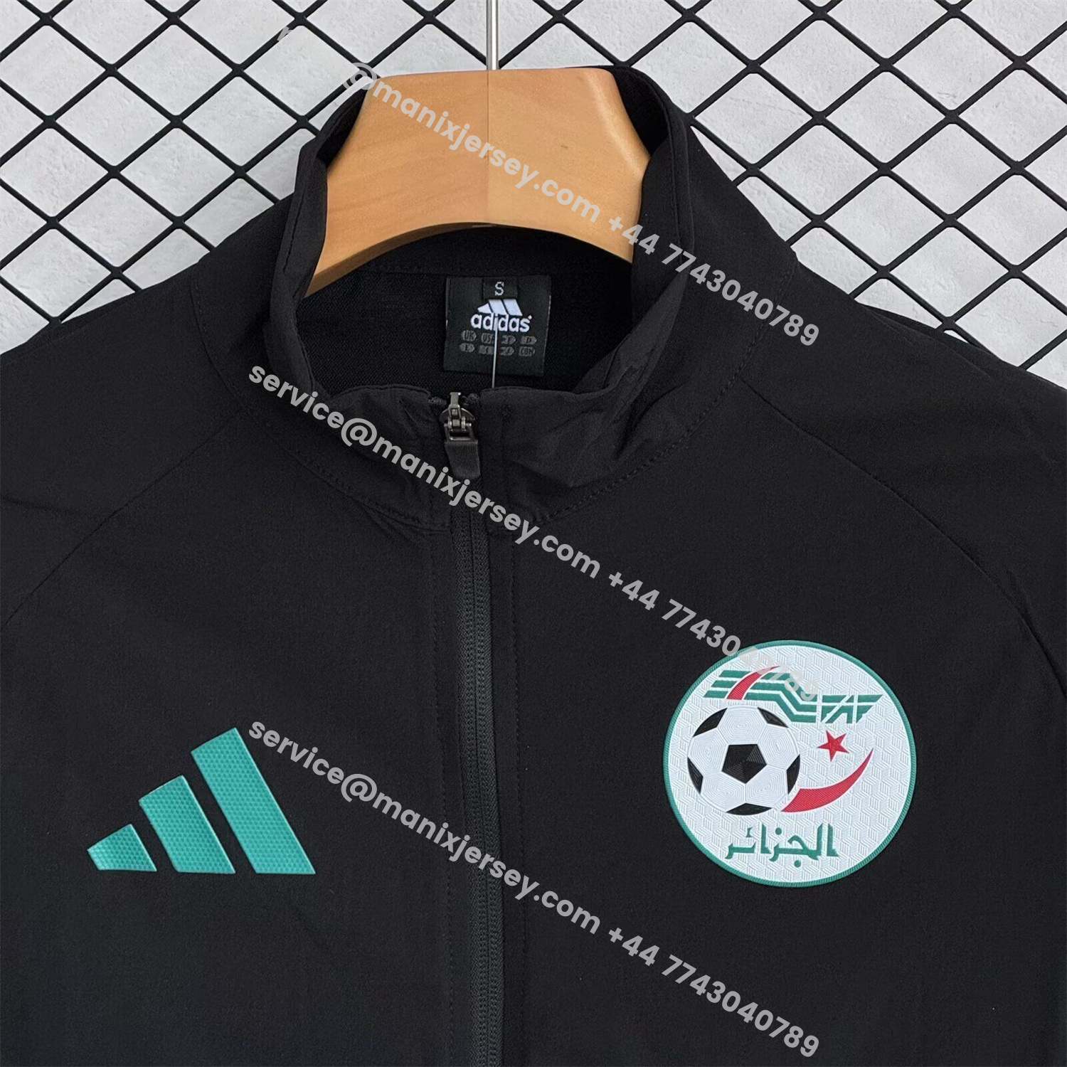 ManixJersey.com | Algeria 25-26 Windbreaker Training Set - Black Top and Pants -Customize Name, Number and Patch | Worldwide Shipping