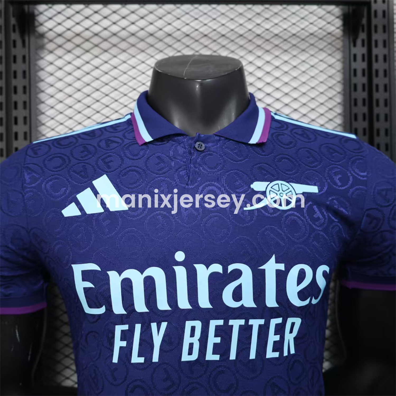 ManixJersey.com | Arsenal 25-26 Deep Blue POLO Letter Pattern Special Jersey - Player Version -Customize Name, Number and Patch | Worldwide Shipping
