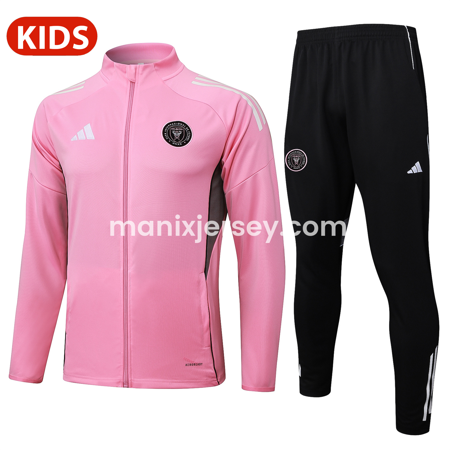 ManixJersey.com | Kids INT M.A.M 25-26 Kids Jacket Training Tracksuit - Pink Top and Black Pants -Customize Name, Number and Patch | Worldwide Shipping