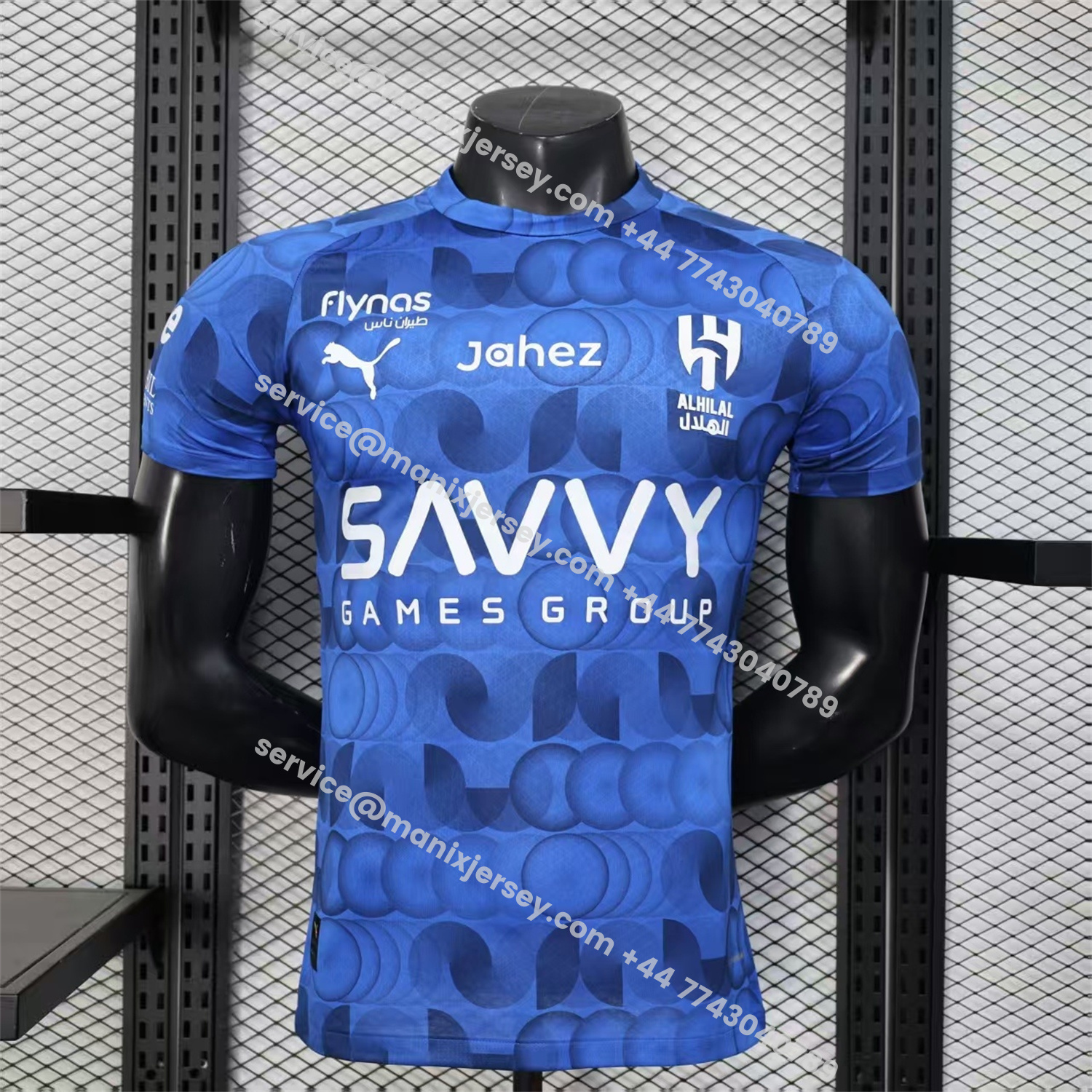 ManixJersey.com | Al Hilal Riyadh Crescent 25-26 Pre-Match Training Blue Jersey - Player Version -Customize Name, Number and Patch | Worldwide Shipping