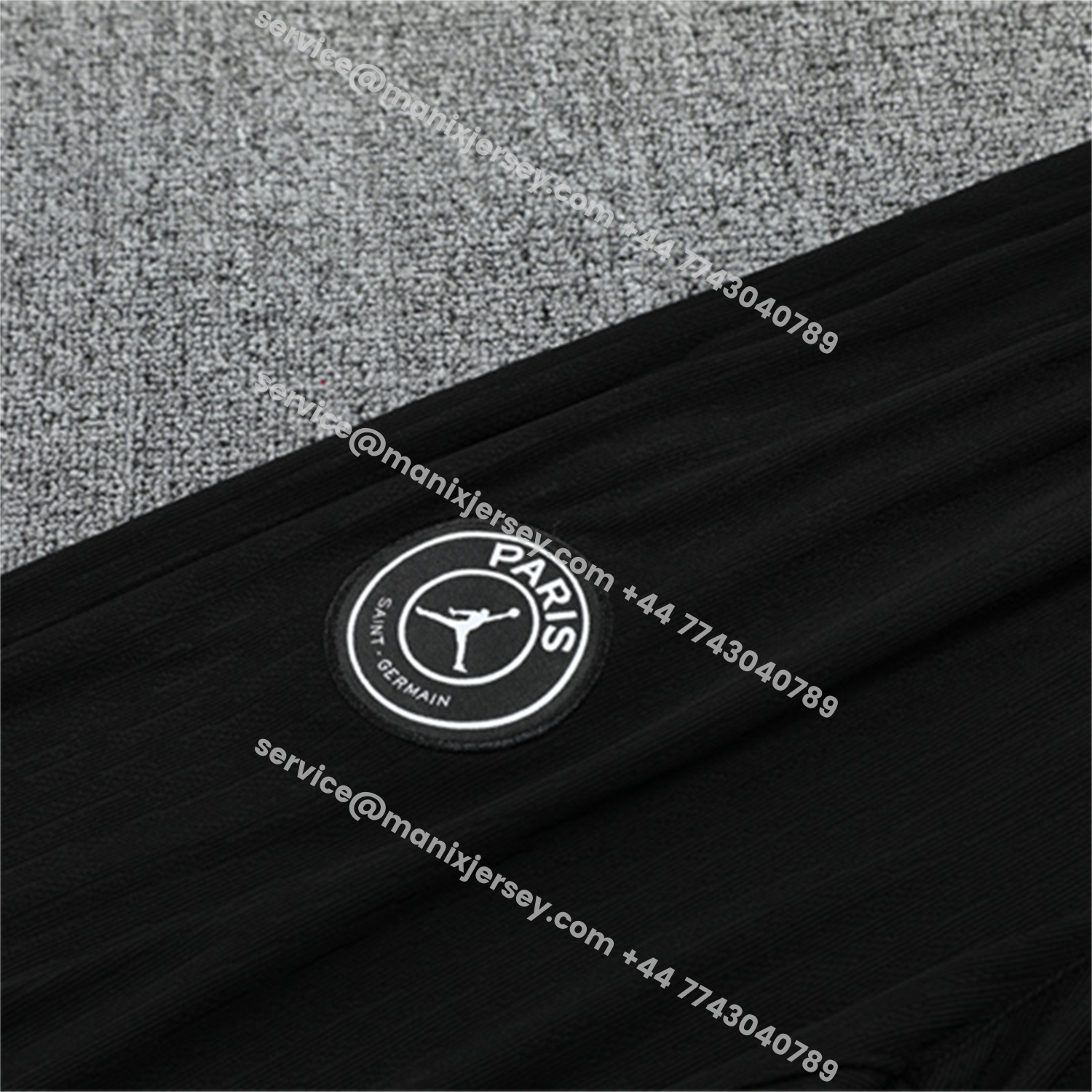 ManixJersey.com | Paris Saint-Germain PSG 25-26 Jordan Kids Long Sleeve Training Set - Pure Black Top & Pants -Customize Name, Number and Patch | Worldwide Shipping