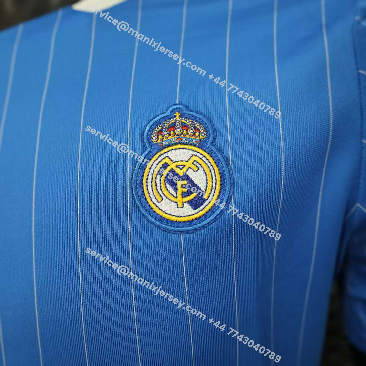 ManixJersey.com | Real Madrid 25-26 Trefoil White Lines Blue Travel Jersey - Player Version -Customize Name, Number and Patch | Worldwide Shipping