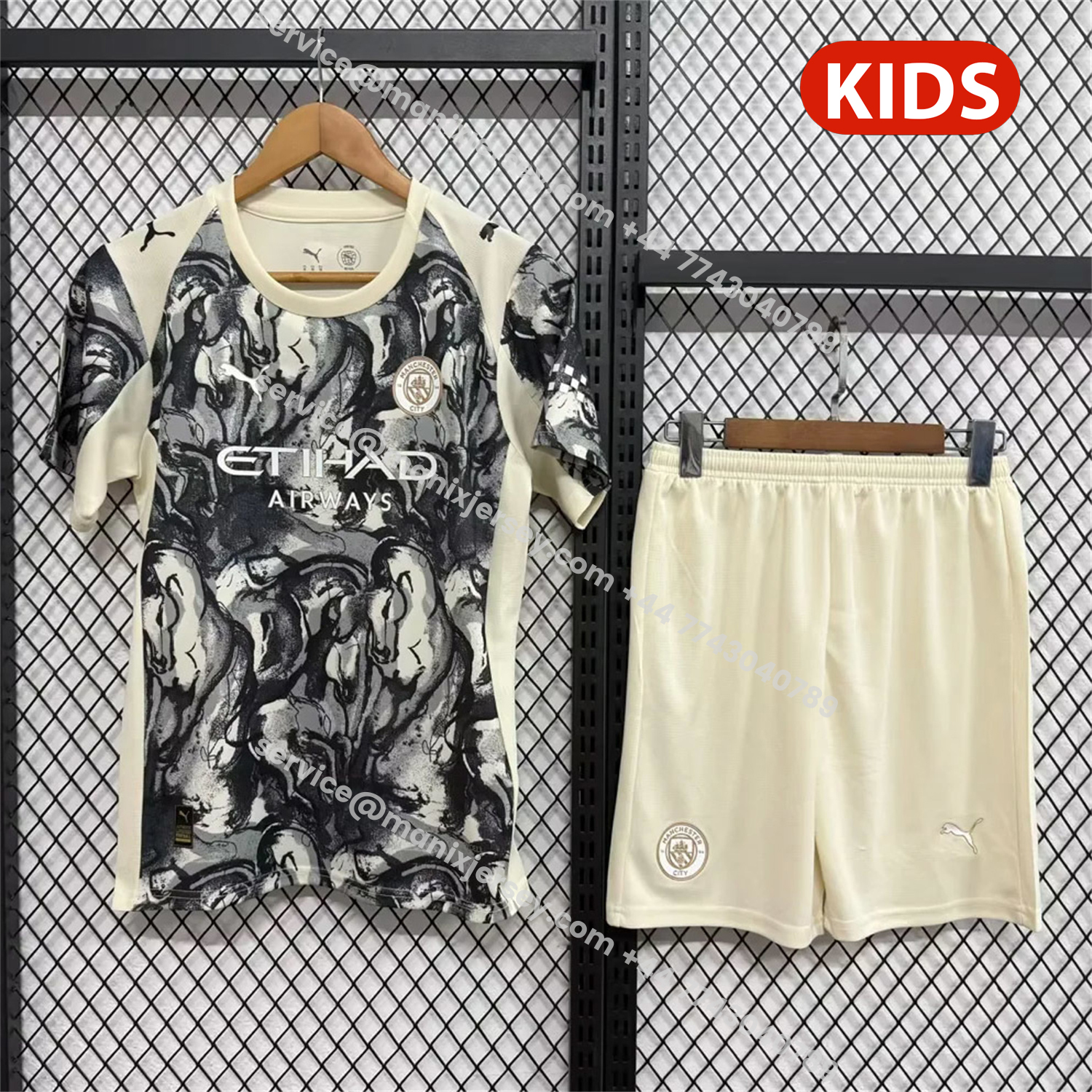 ManixJersey.com | Manchester City 25-26 Year of the Horse Ink Painting Special Kids Kit -Customize Name, Number and Patch | Worldwide Shipping