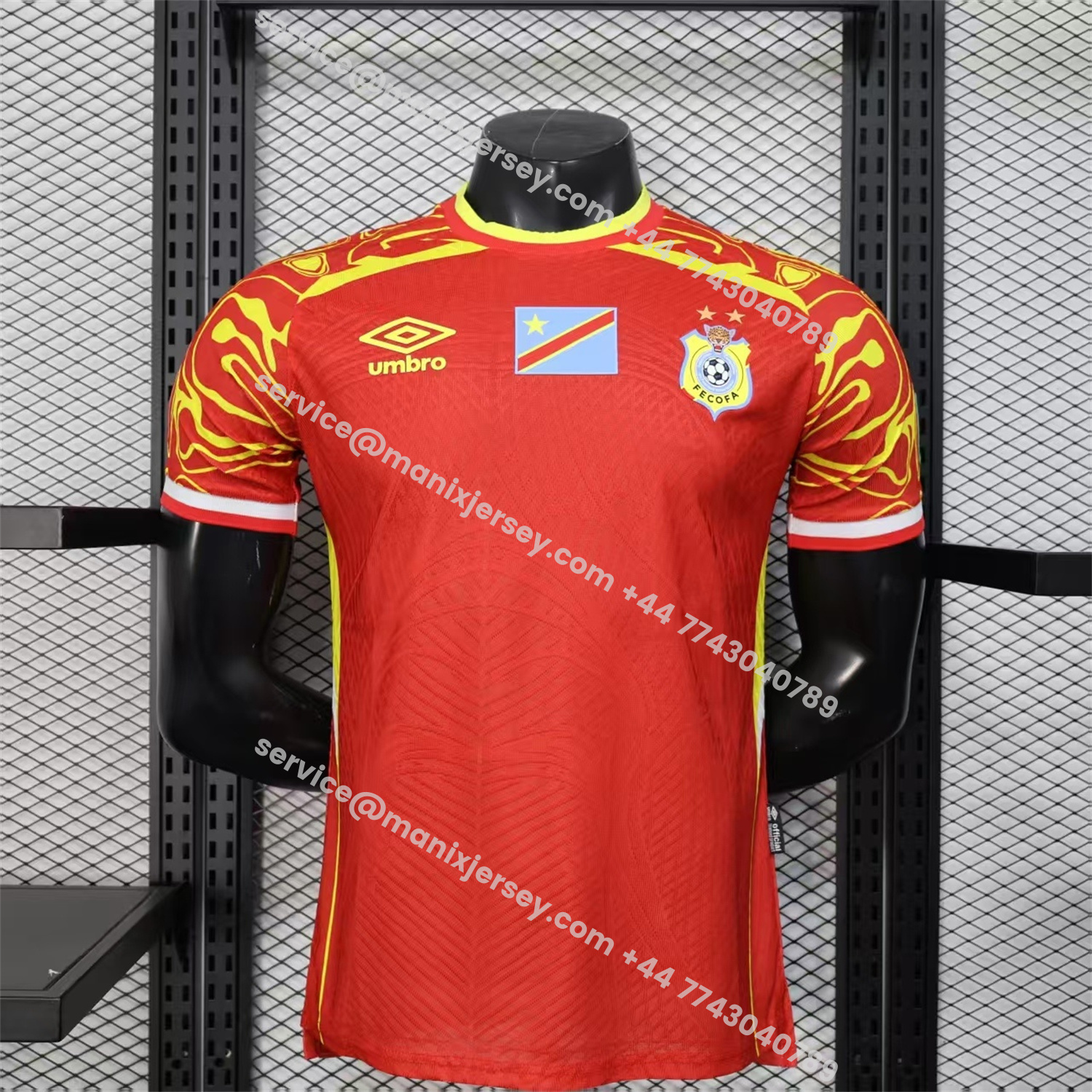 ManixJersey.com | Congo 2026 Third Red Jersey - Player Version -Customize Name, Number and Patch | Worldwide Shipping