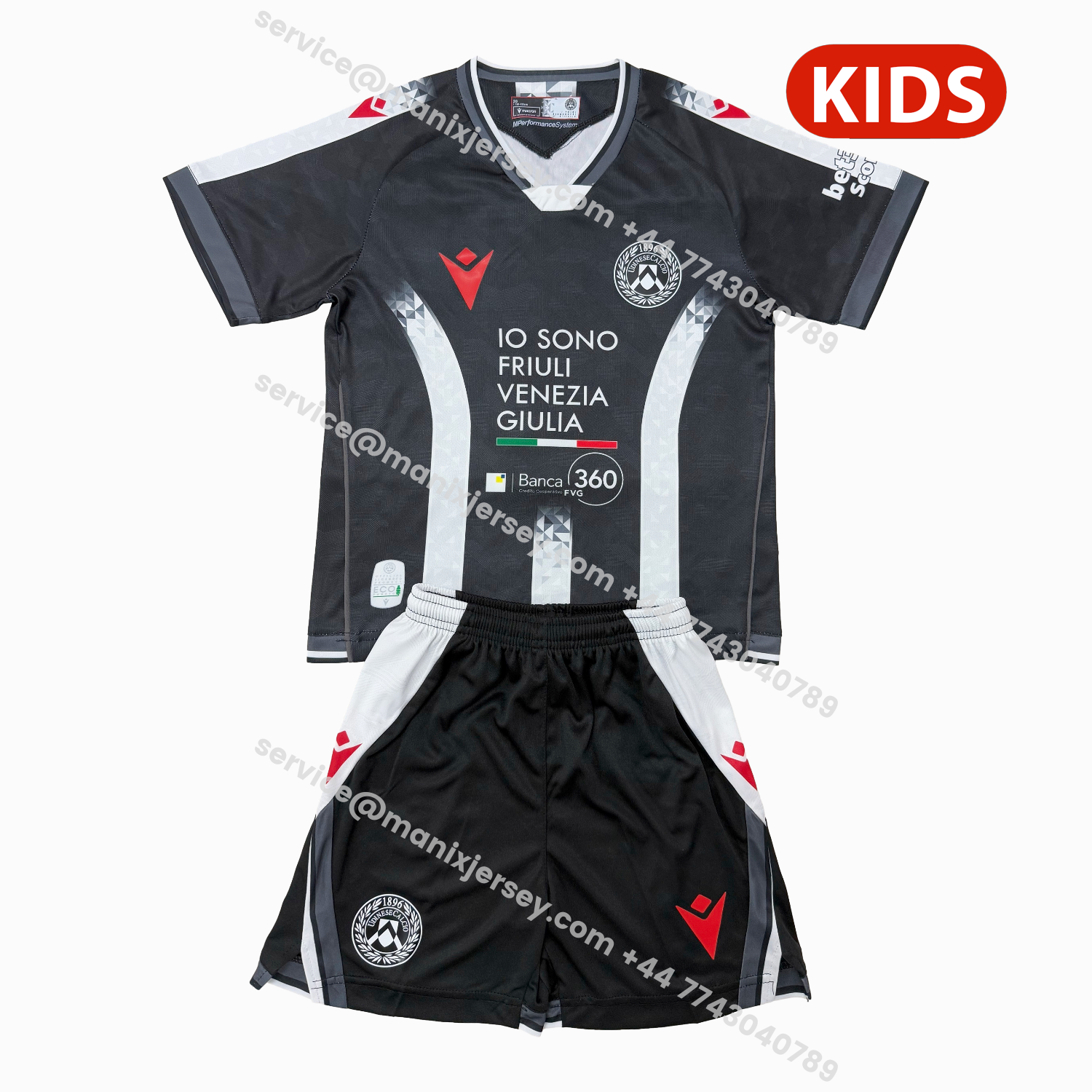ManixJersey.com | Udinese 25-26 Home Kids Kit -Customize Name, Number and Patch | Worldwide Shipping