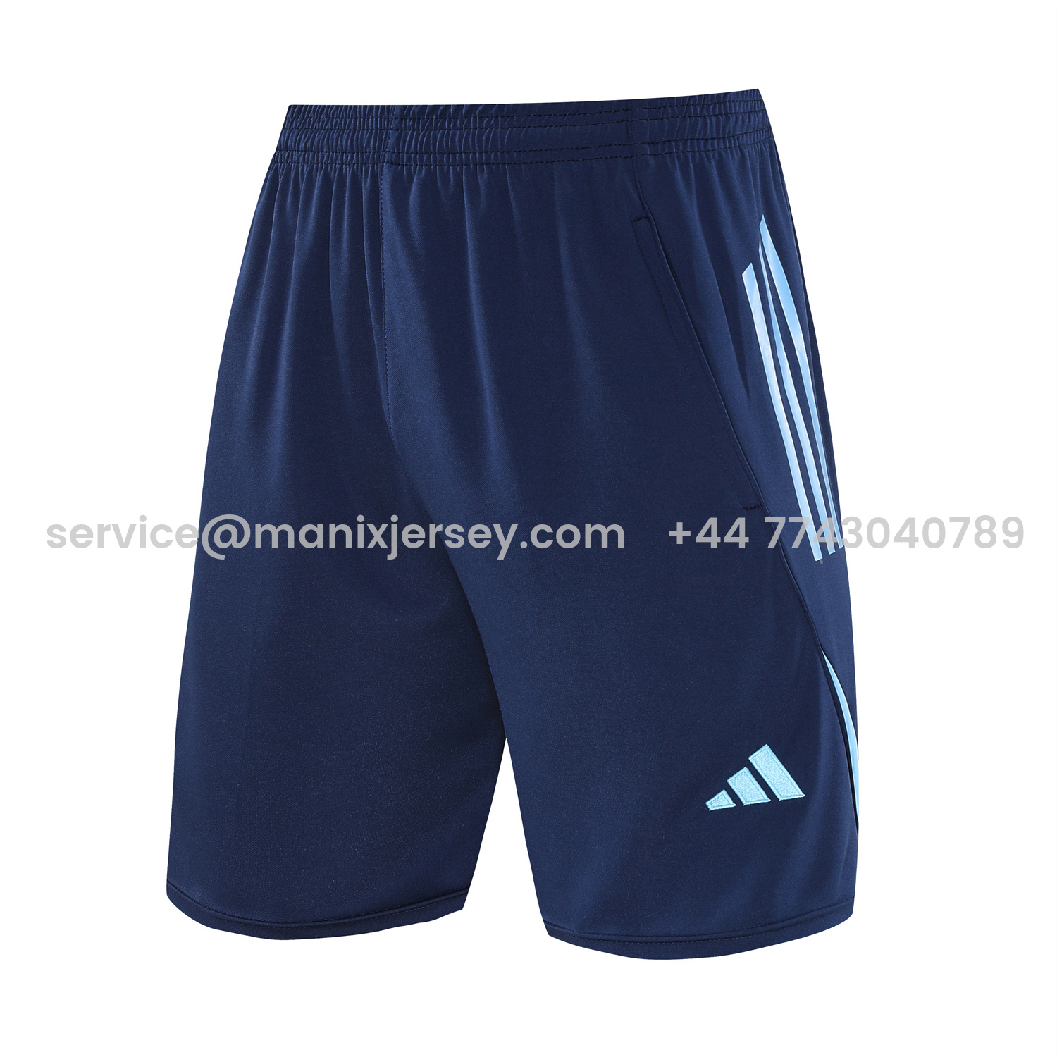 ManixJersey.com | Real Madrid 25-26 Short-Sleeve Training Set - Blue Water Pattern Top & Deep Blue Shorts -Customize Name, Number and Patch | Worldwide Shipping