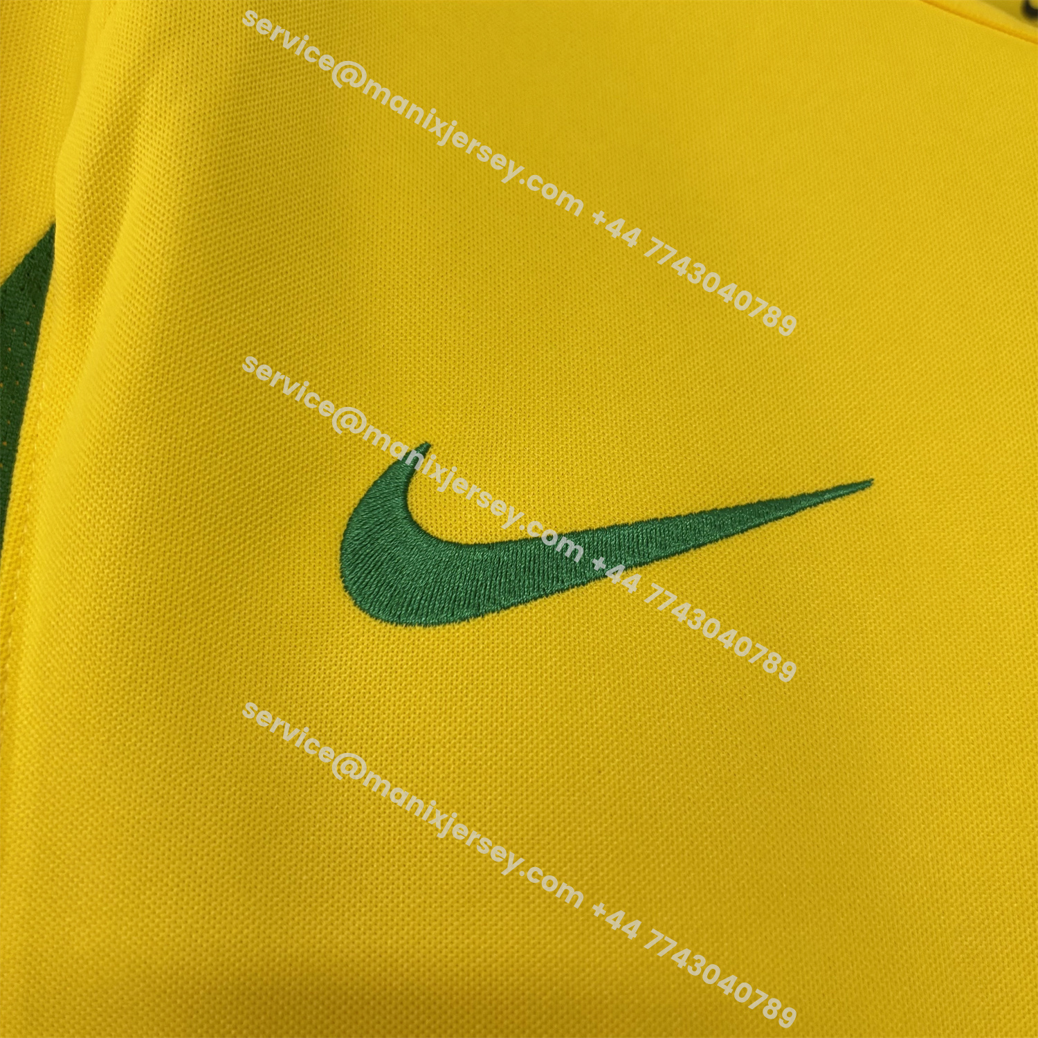 ManixJersey.com | Retro Brazil 2002 Home Long Sleeves Jersey -Customize Name, Number and Patch | Worldwide Shipping