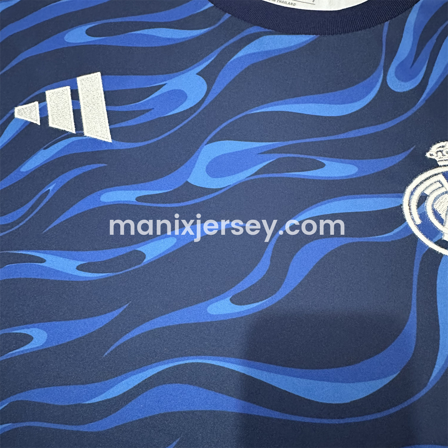 ManixJersey.com | Real Madrid 24-25 Blue Black Ripple Special Edition Jersey - Fans Version -Customize Name, Number and Patch | Worldwide Shipping