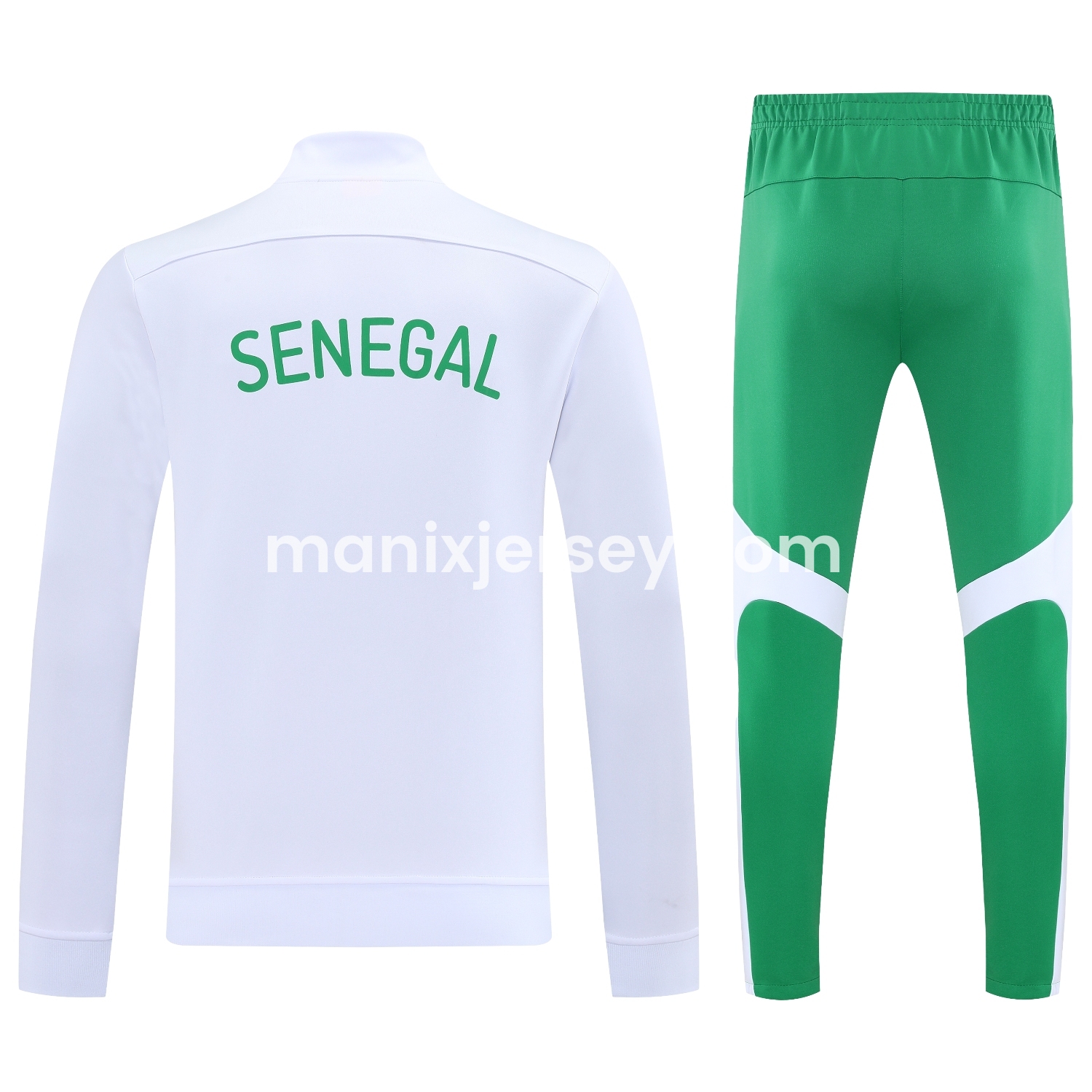 ManixJersey.com | Senegal 25-26 Jacket Training Tracksuit - White Jackets & Green Pants -Customize Name, Number and Patch | Worldwide Shipping
