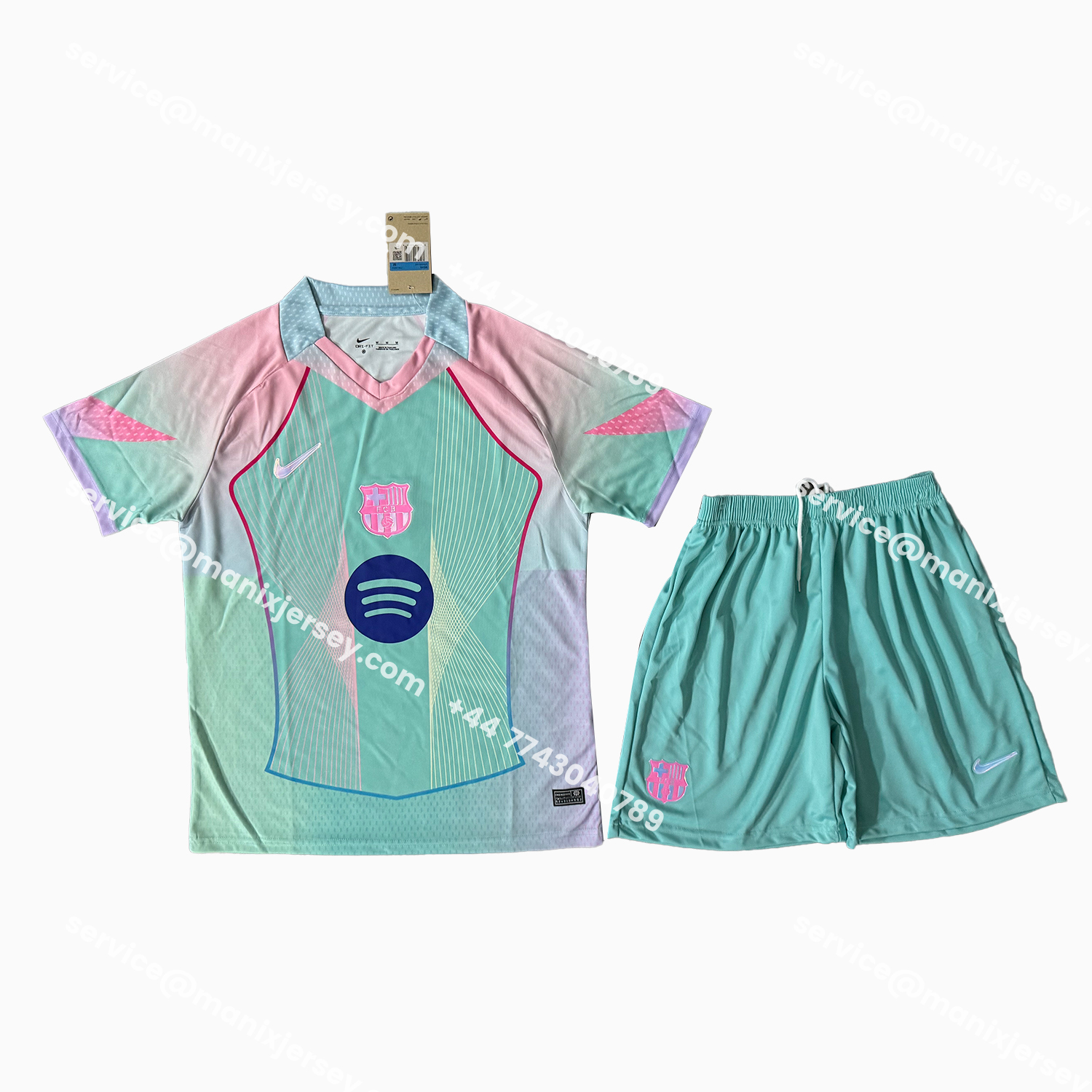 ManixJersey.com | Barcelona 25-26 T90 Light Green Special Men's Adult Jersey Set - Fans Version -Customize Name, Number and Patch | Worldwide Shipping