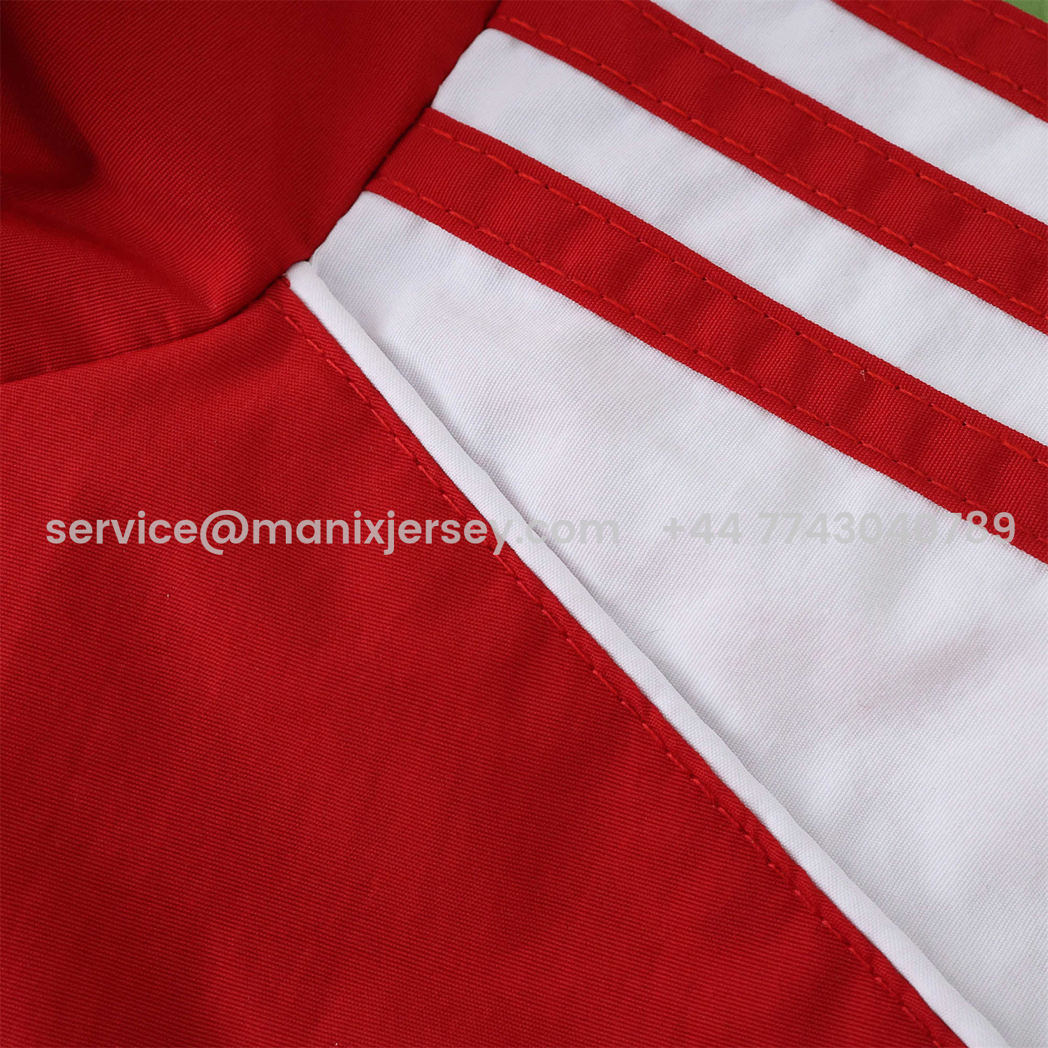 ManixJersey.com | Arsenal 25-26 Throwback Windbreaker Jacket - Red -Customize Name, Number and Patch | Worldwide Shipping