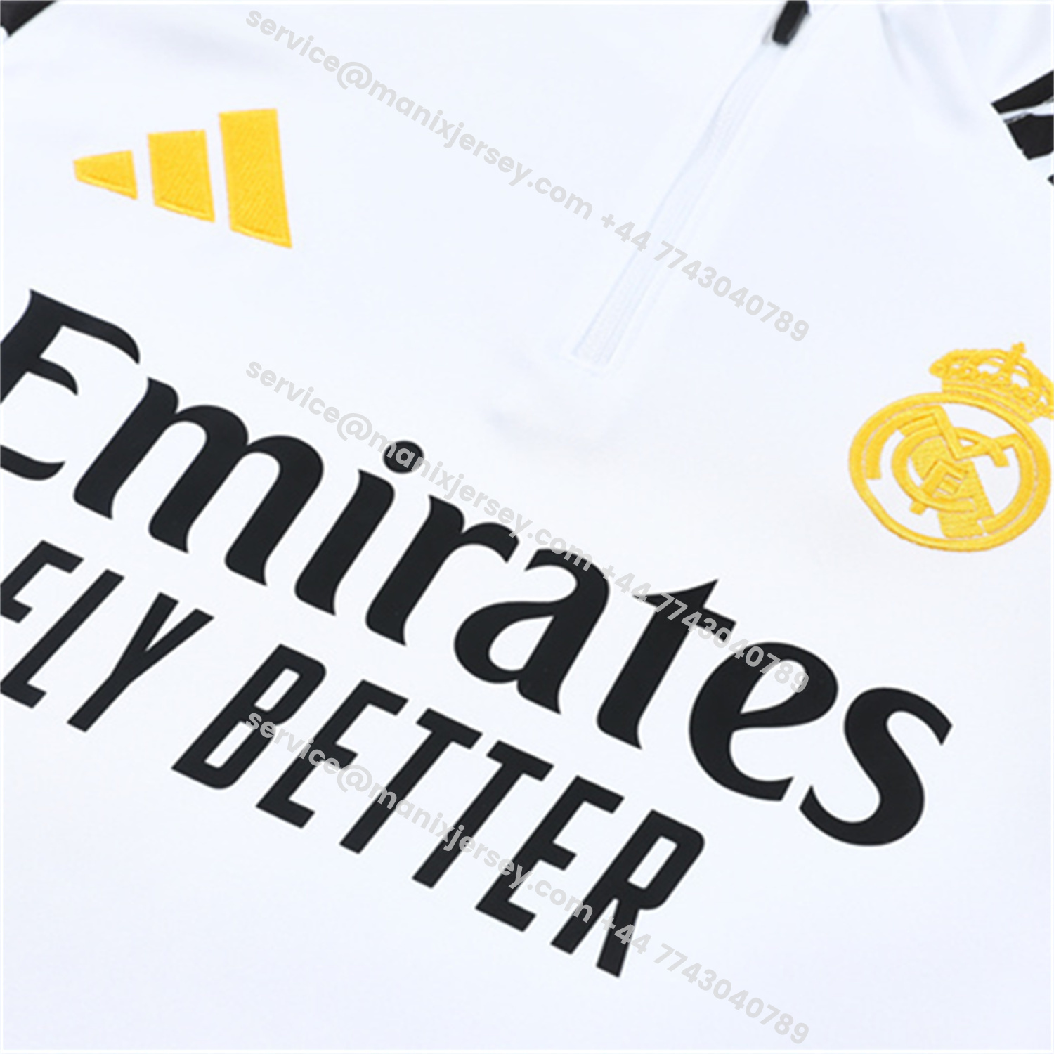 ManixJersey.com | Real Madrid 25-26 Long Sleeve Training Set - White Top & Black Pants -Customize Name, Number and Patch | Worldwide Shipping