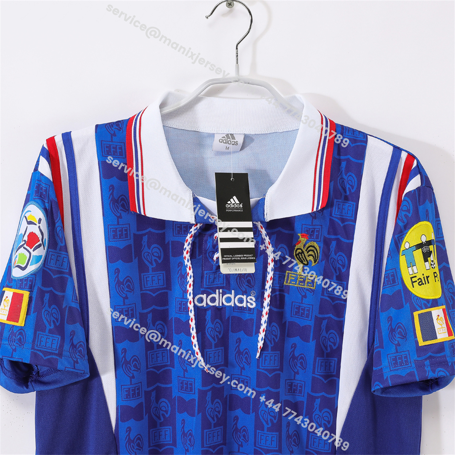 ManixJersey.com | Retro France 1996 Home Jersey -Customize Name, Number and Patch | Worldwide Shipping