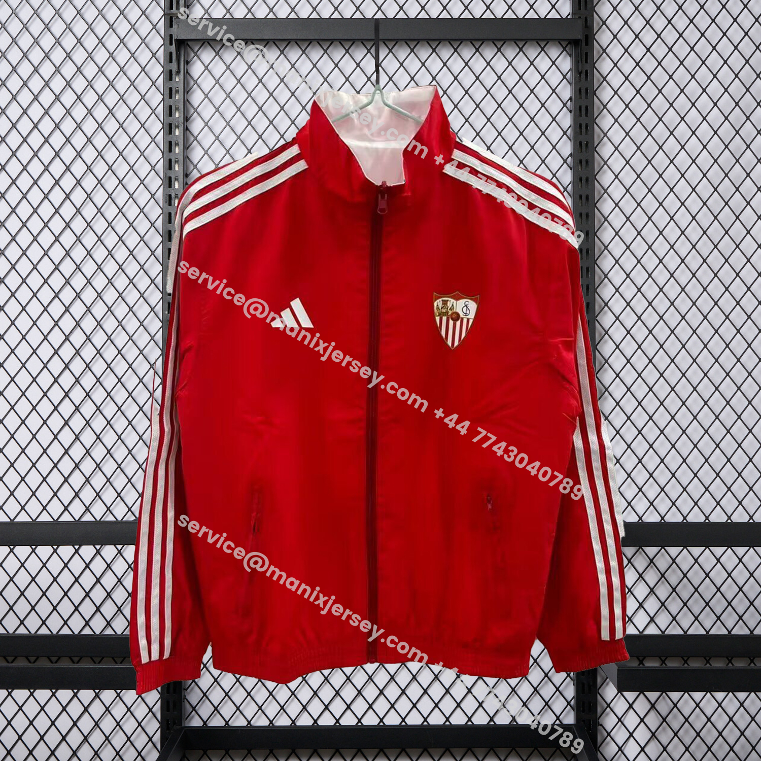 ManixJersey.com | Sevilla 25-26 Double Sided Reversible Windbreaker - Red & White -Customize Name, Number and Patch | Worldwide Shipping